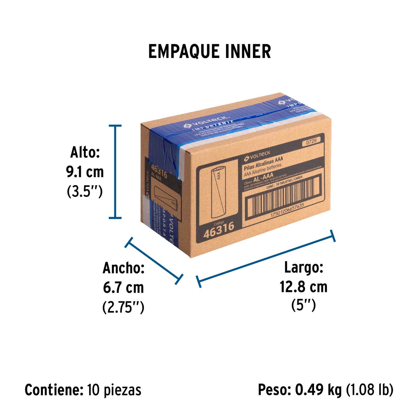 Blíster Con 4 Pilas Alcalinas Tamaño Aaa, Volteck