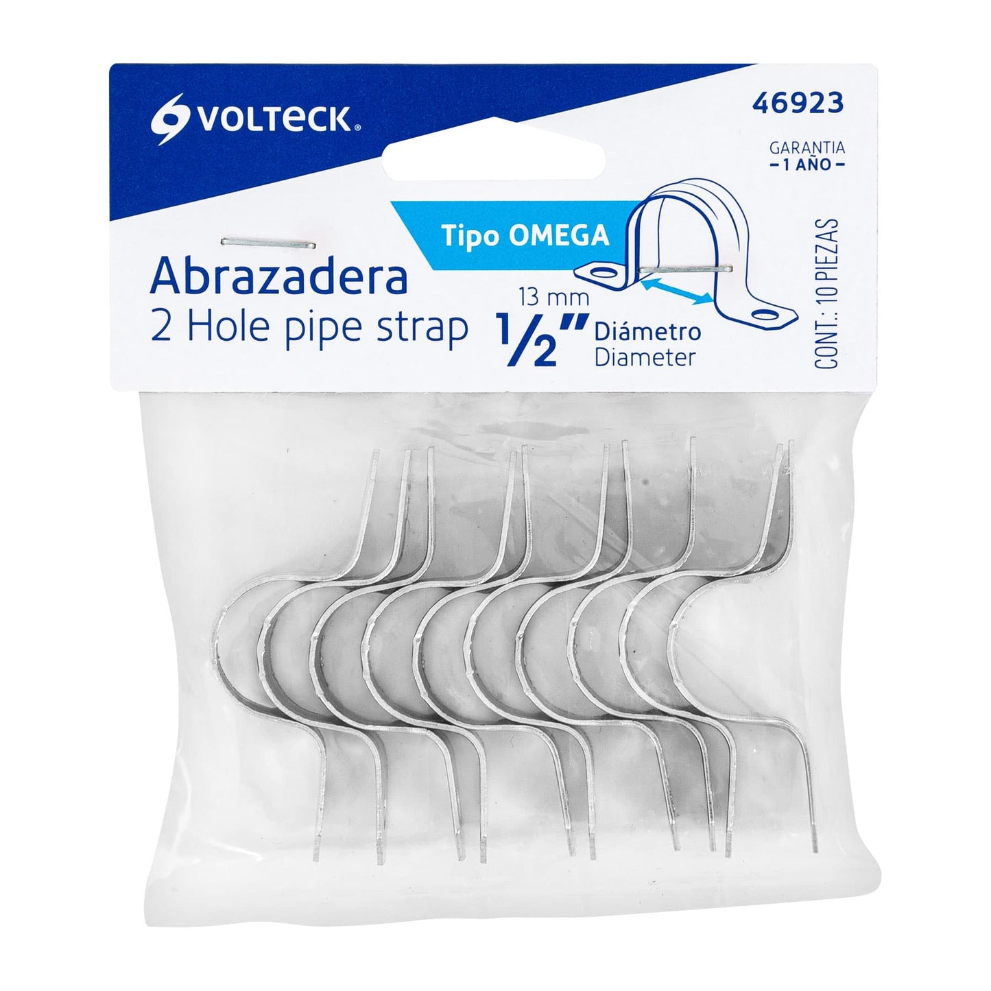 Bolsa Con 10 Abrazaderas 1/2" Tipo Omega Para Tubo, Volteck