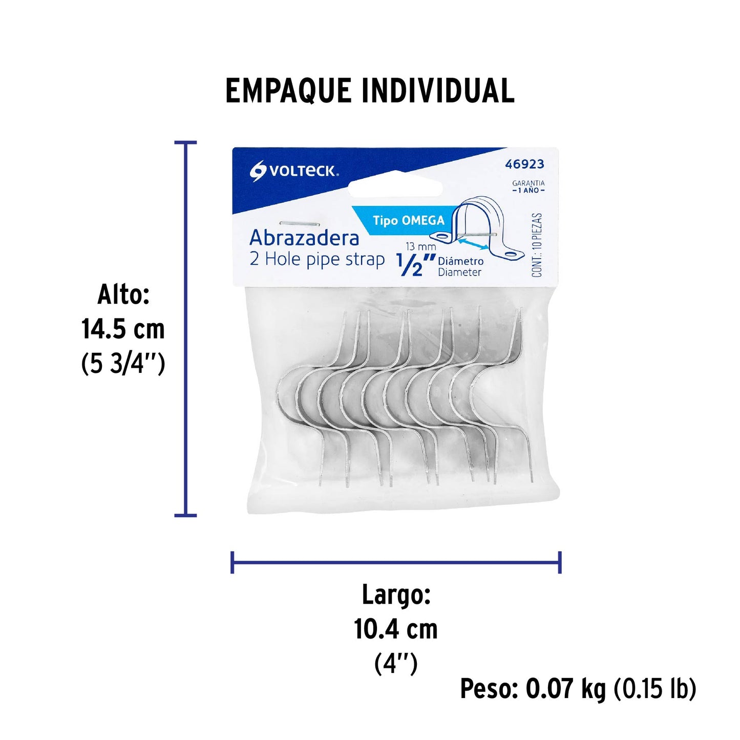 Bolsa Con 10 Abrazaderas 1/2" Tipo Omega Para Tubo, Volteck