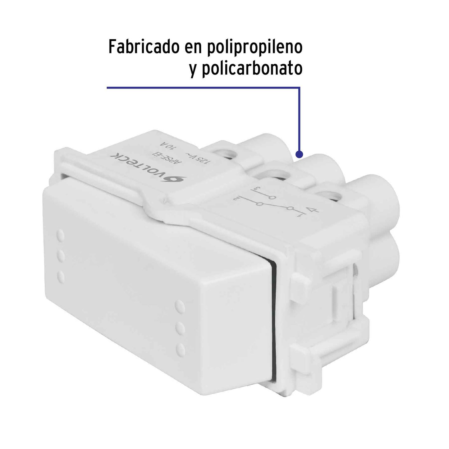 Interruptor De 3 Vías, Línea Italiana, Color Blanco, Volteck