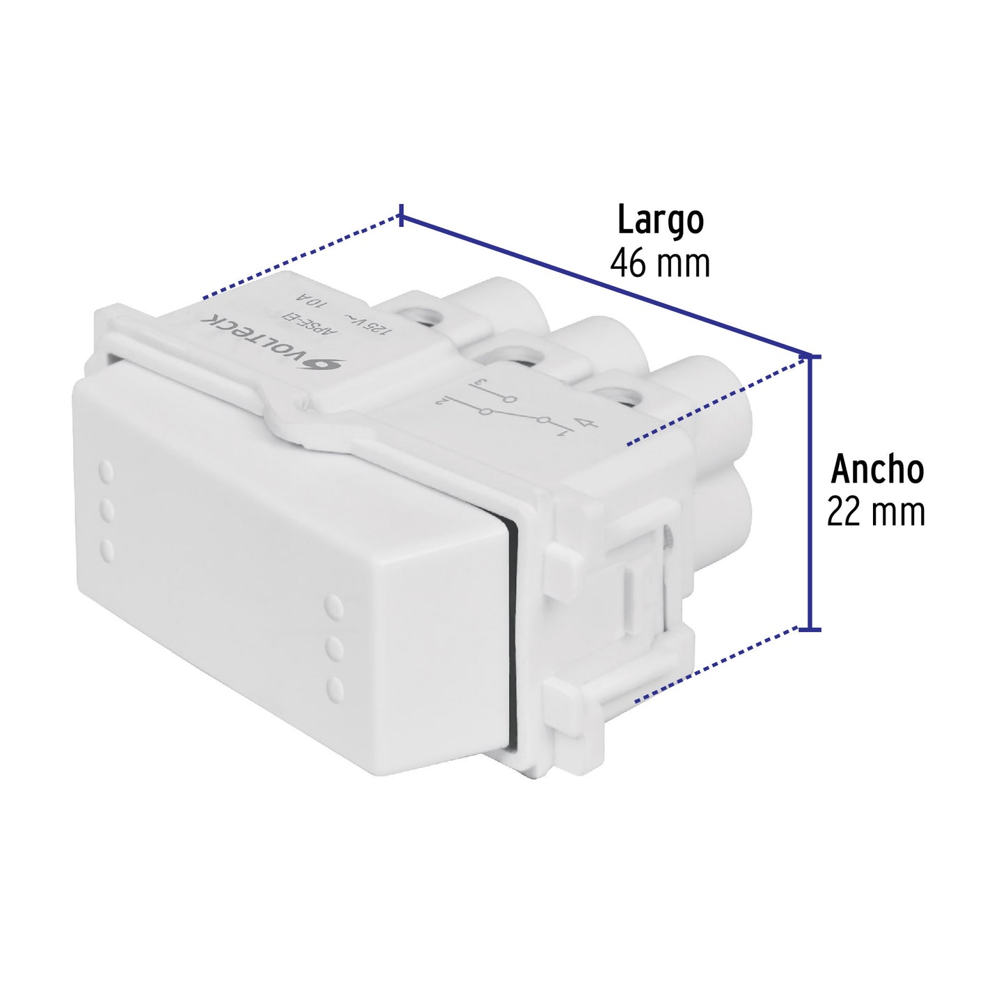 Interruptor De 3 Vías, Línea Italiana, Color Blanco, Volteck