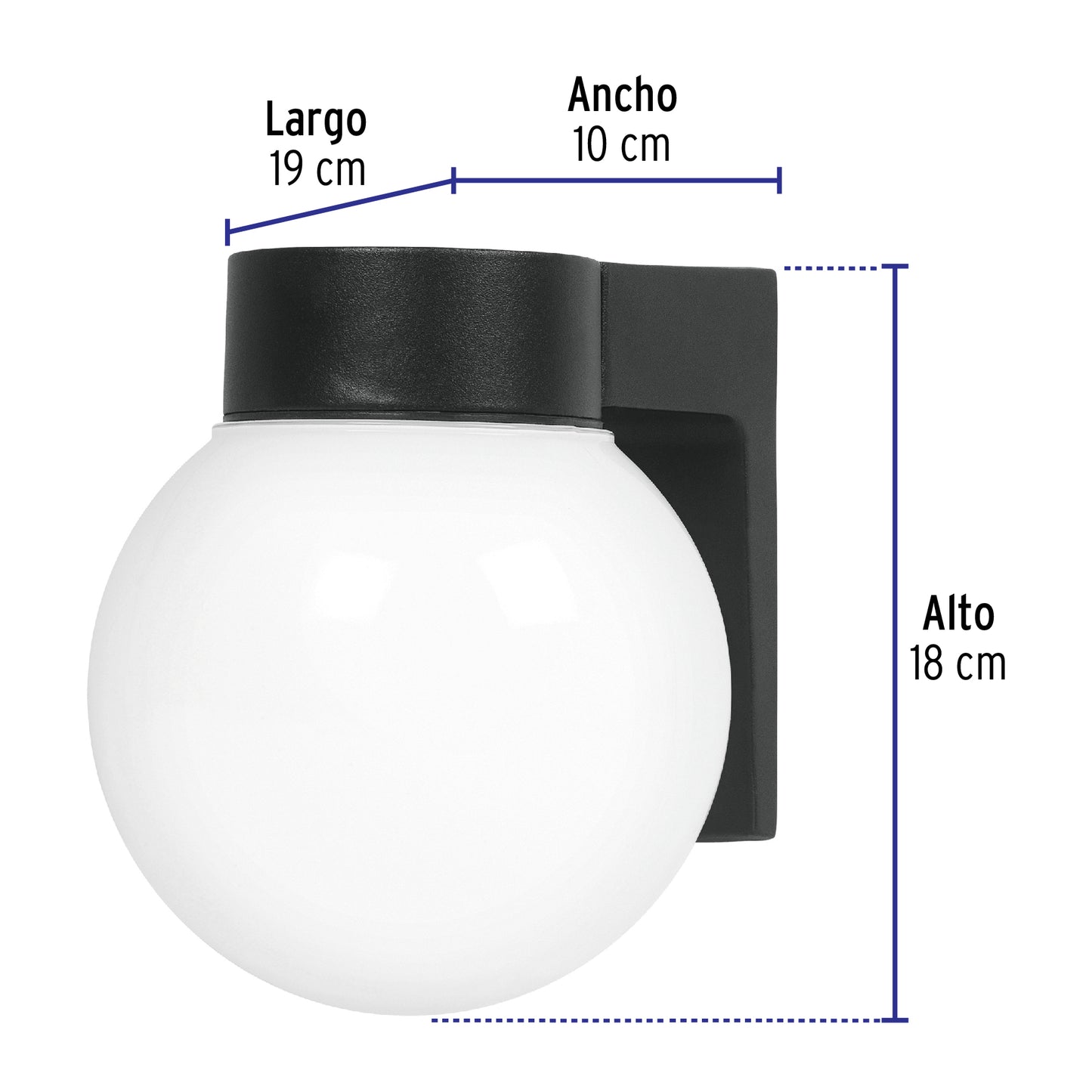 Arbotante De Pared Tipo Globo, Lámpara No Incluida, Volteck