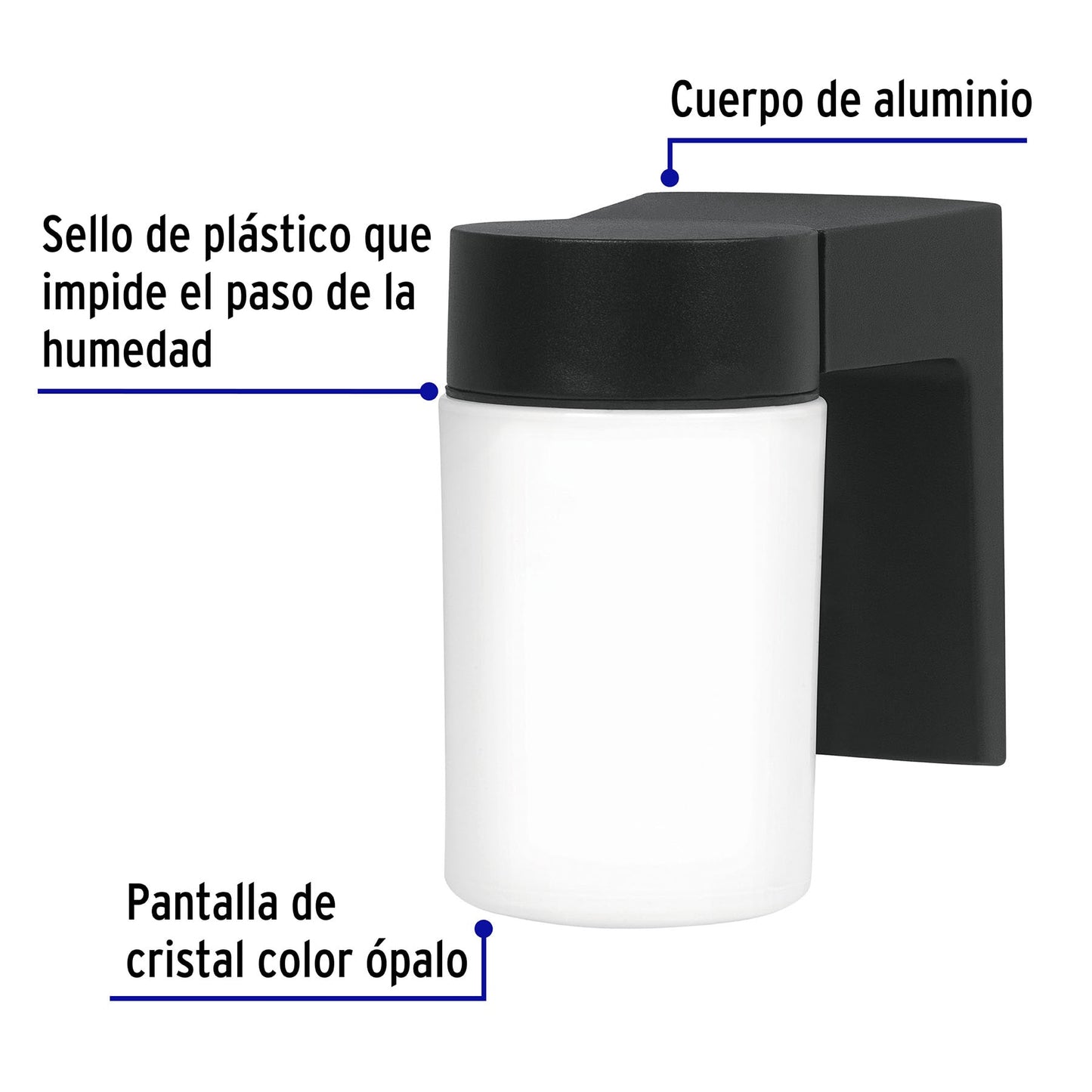 Arbotante De Pared Tipo Vaso, Lámpara No Incluida, Volteck