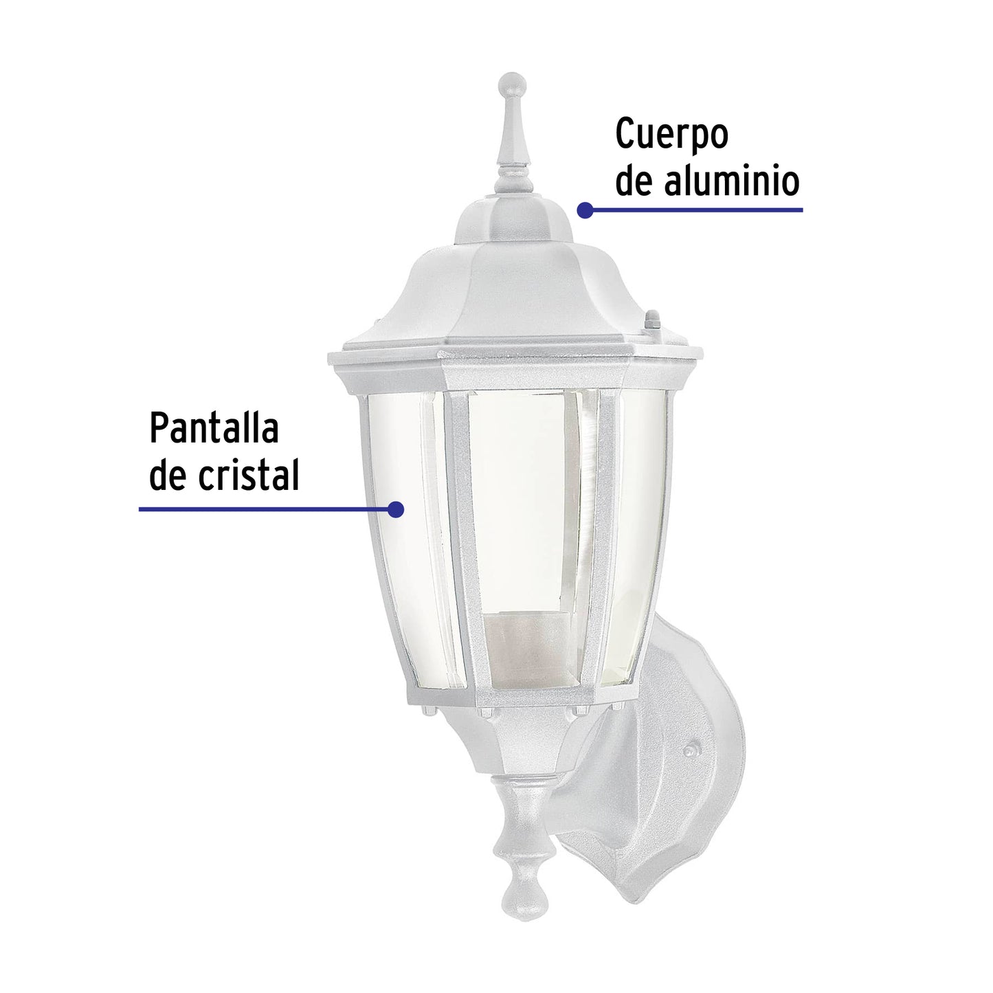 Arbotante Tipo Farol Soportado Blanco, Lámpara No Incluida
