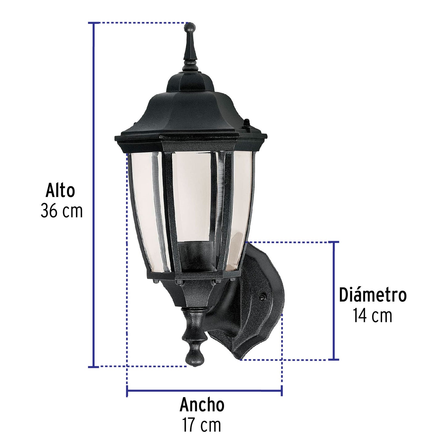 Arbotante Tipo Farol Soportado Negro, Lámpara No Incluida