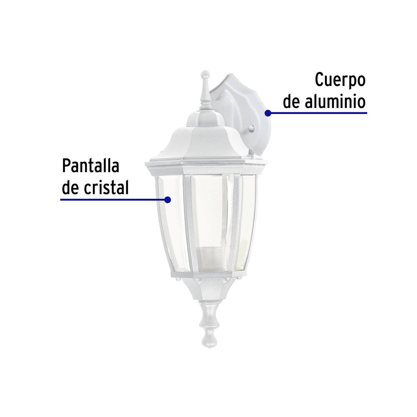 Arbotante Tipo Farol Suspendido Blanco, Lámpara No Incluida