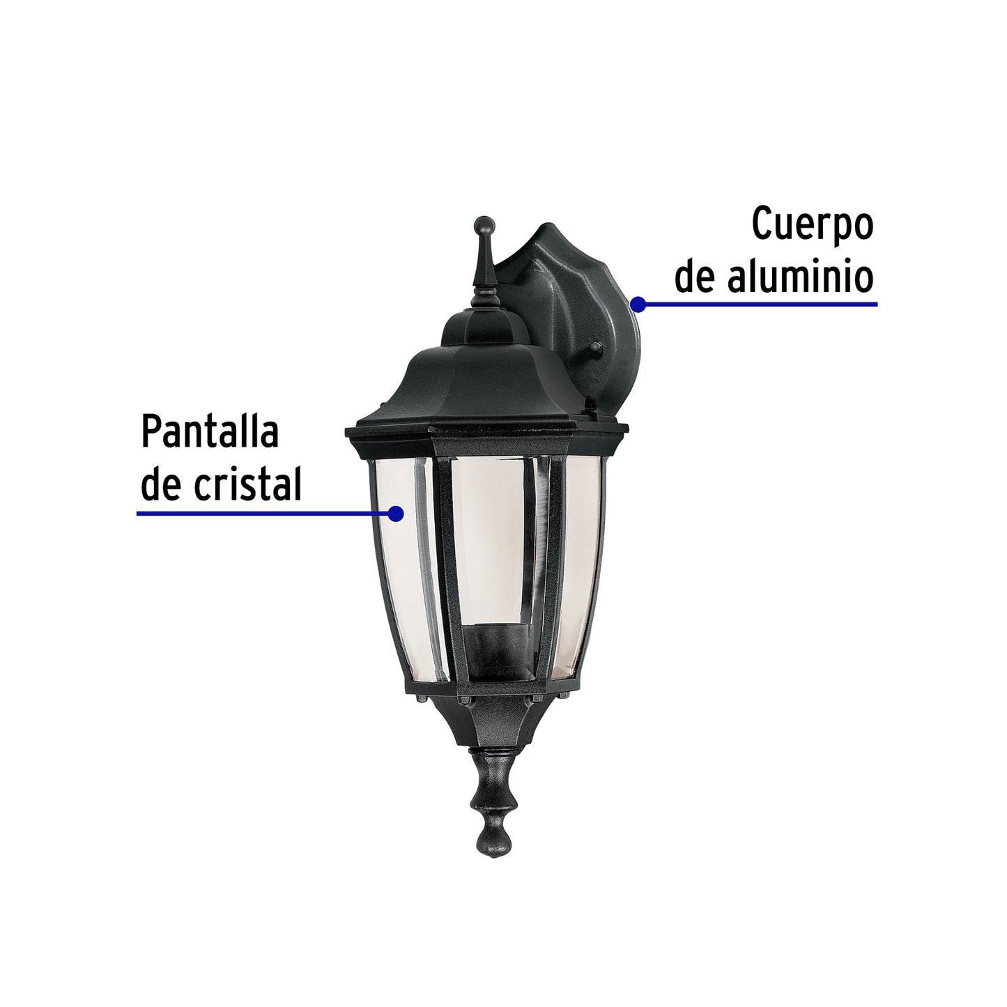 Arbotante Tipo Farol Suspendido Negro, Lámpara No Incluida