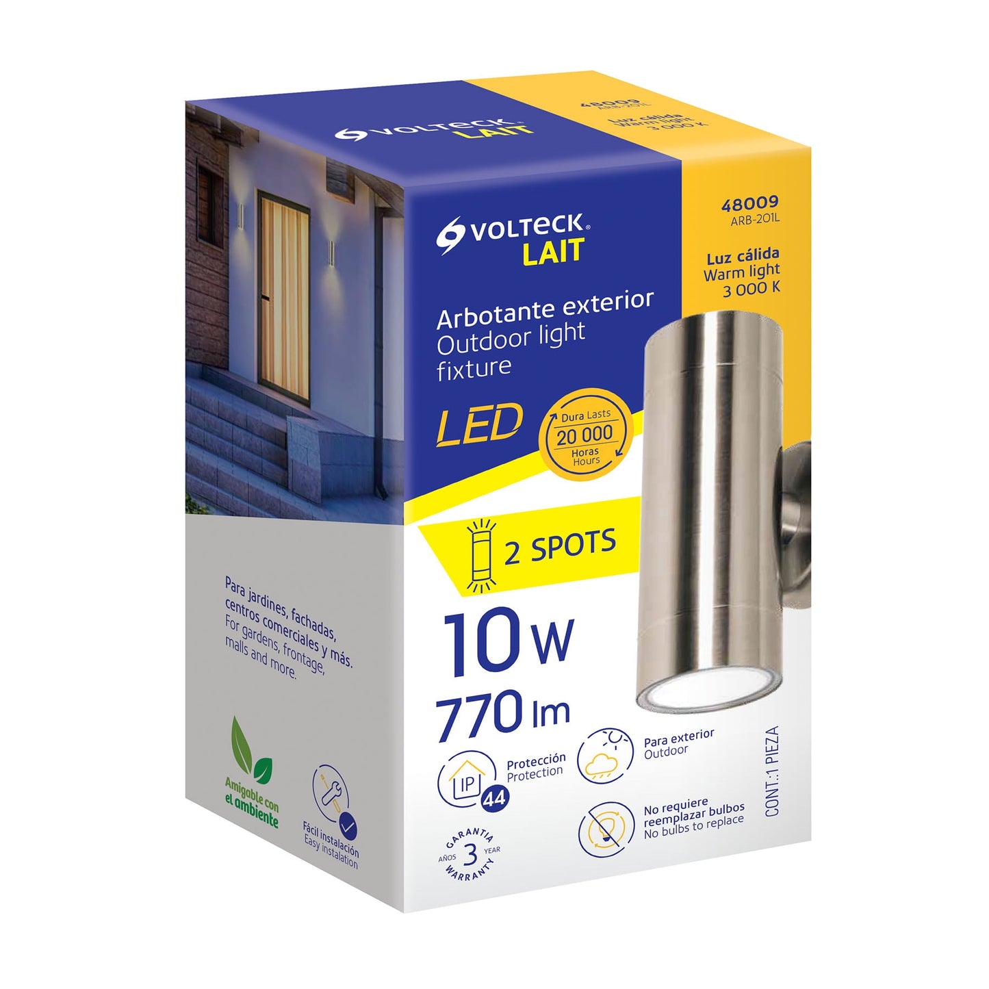 Arbotante Satín De Led 10 W De Acento 2 Spots Luz Cálida