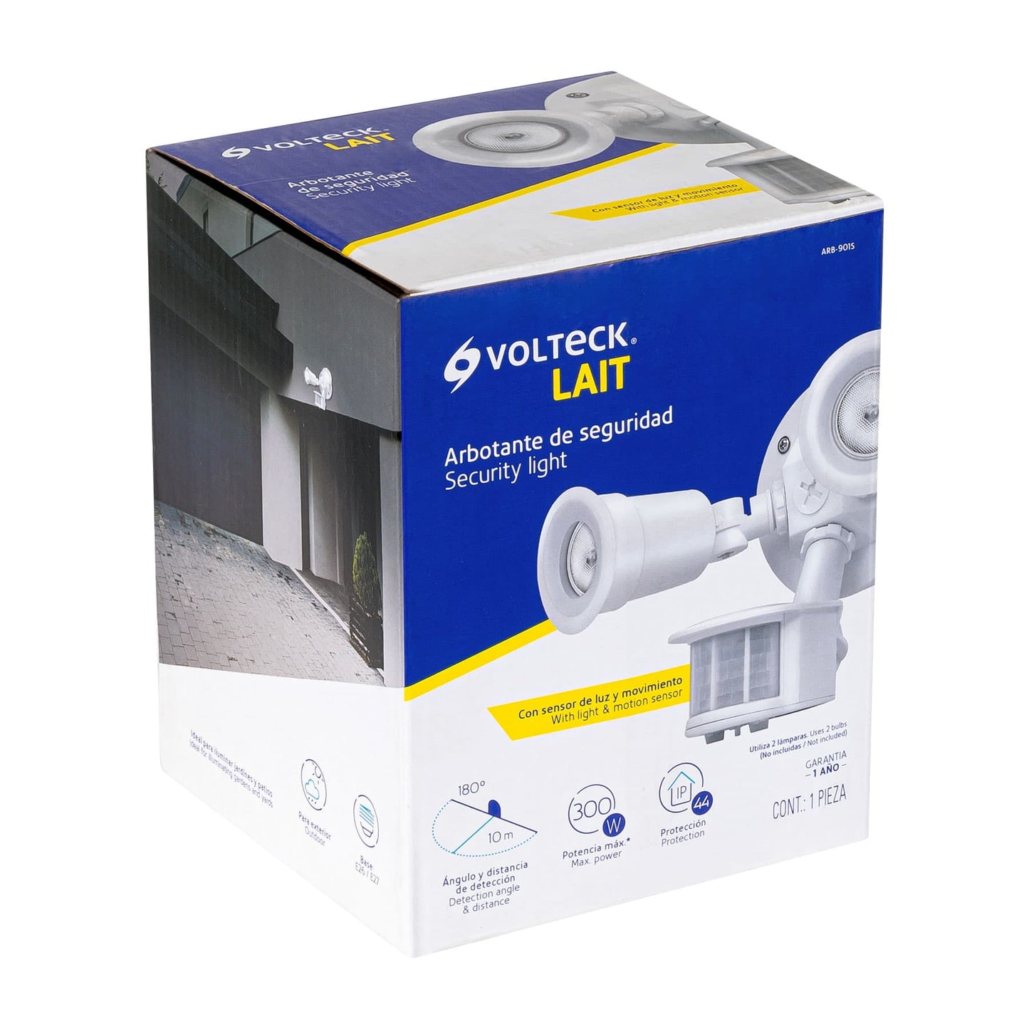 Arbotante Blanco C/Sensor Movimiento, Lámparas No Incluidas