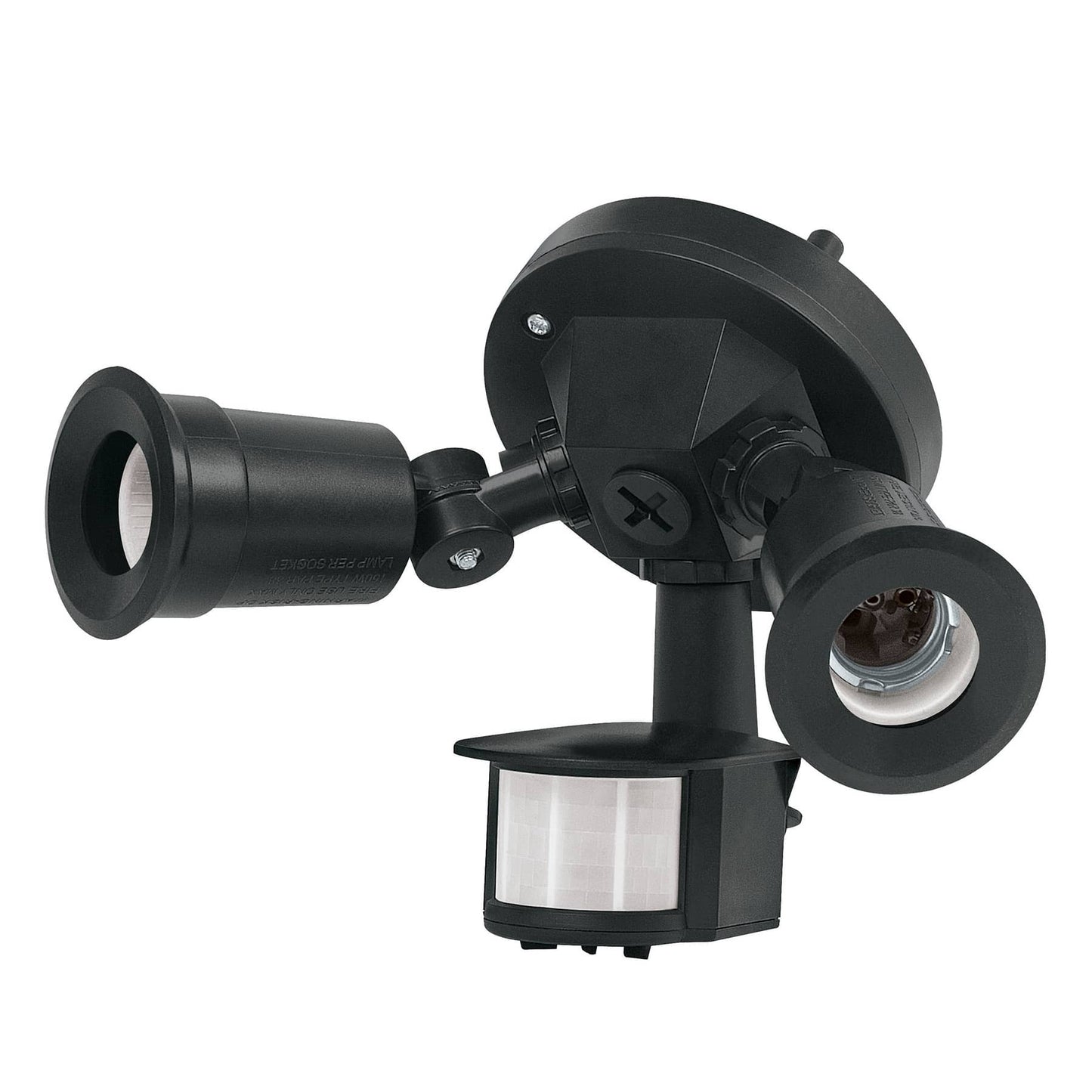 Arbotante Negro C/Sensor Movimiento, Lámparas No Incluidas