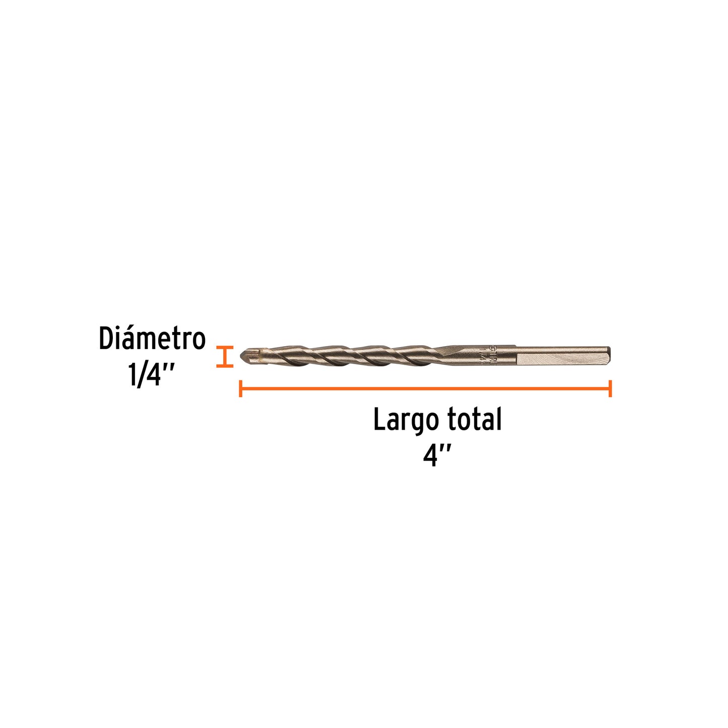 Broca para concreto de 1/4 x 4", Truper