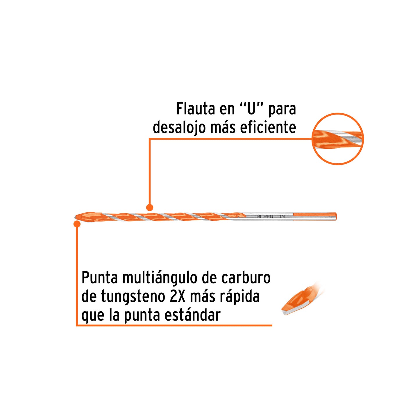 Broca multimaterial 1/4 x 6", Truper