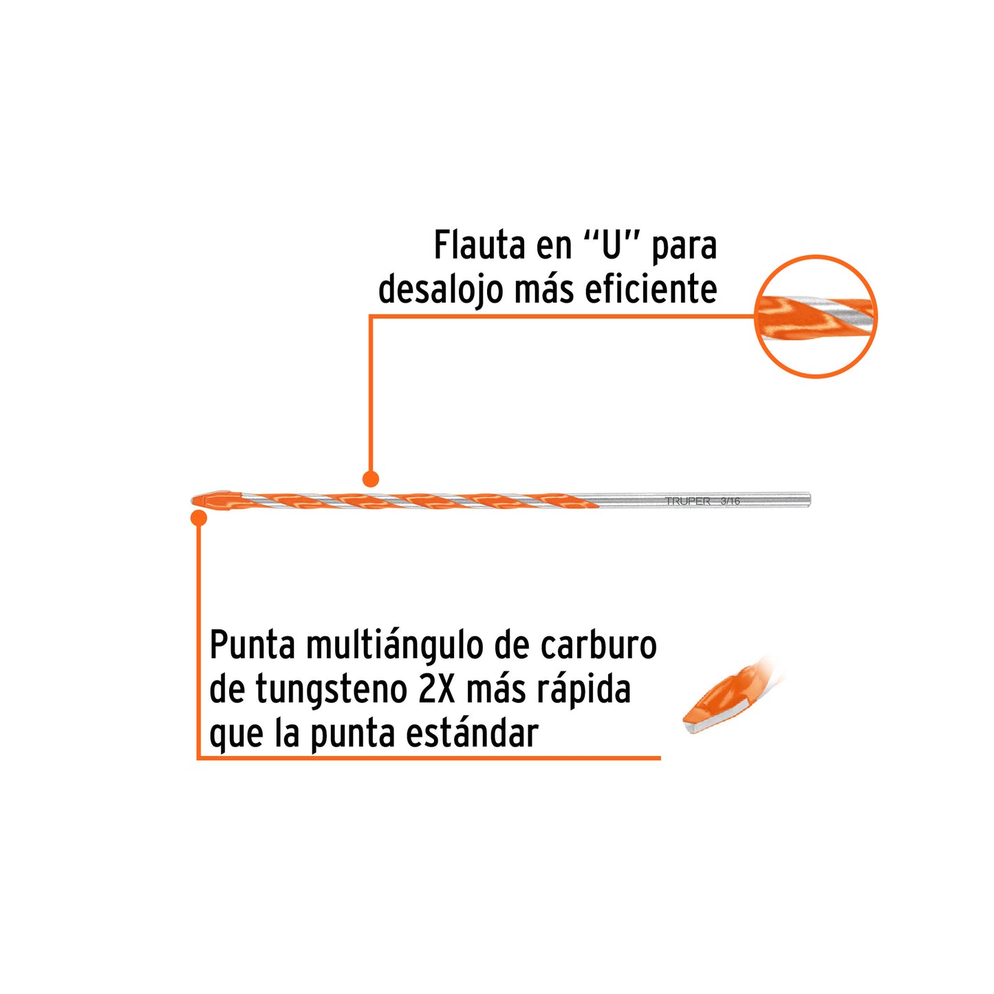 Broca multimaterial 3/16 x 6", Truper