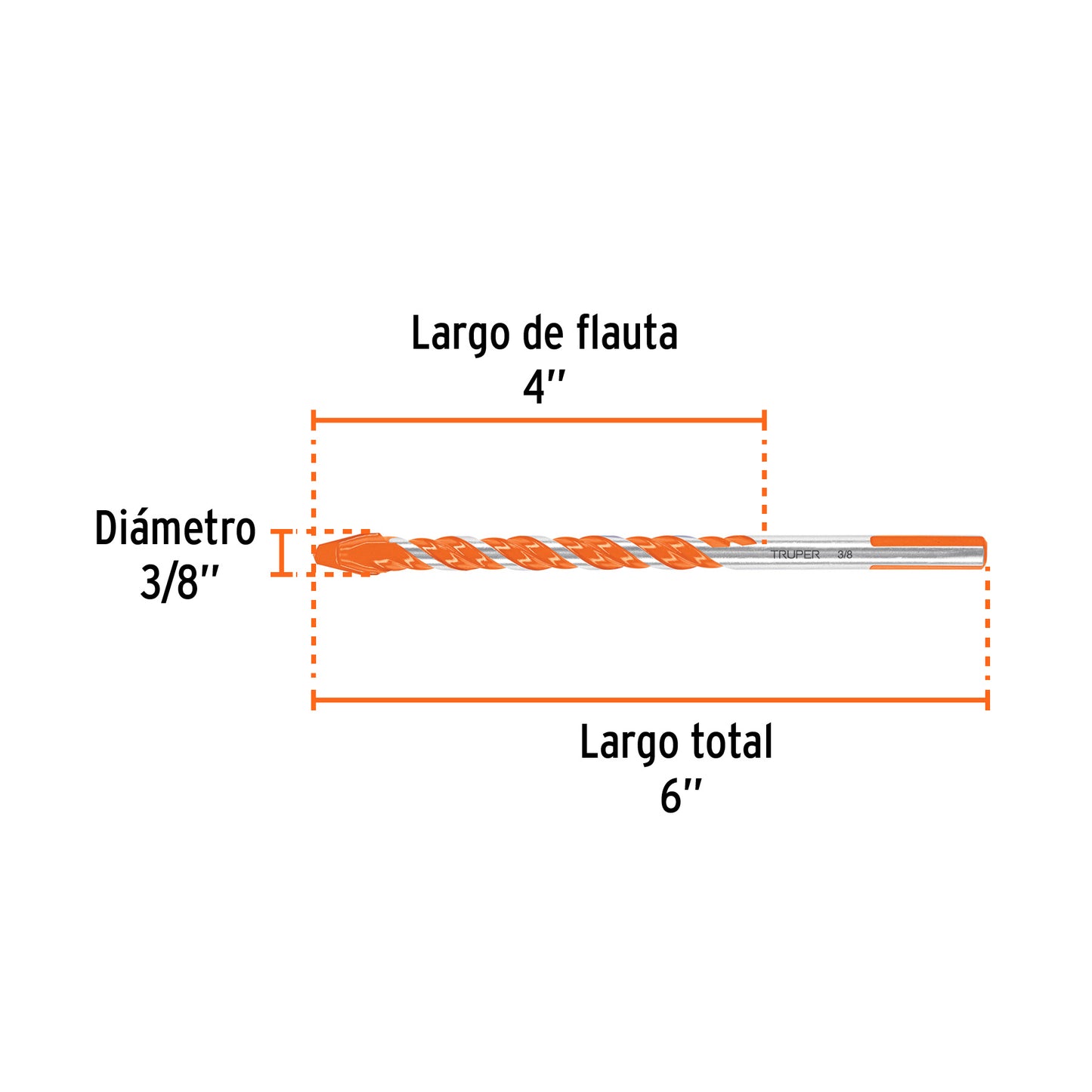 Broca multimaterial 3/8 x 6", Truper