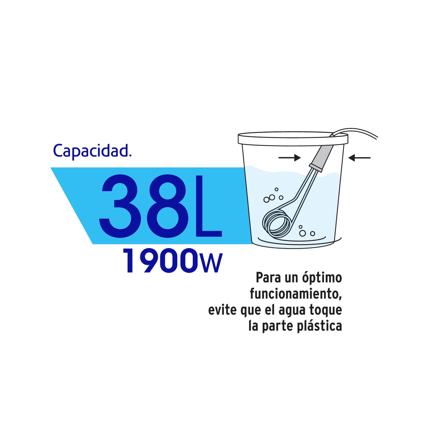 Calentador #10 De 38 L De Inmersión 1900 W P/Agua, Volteck