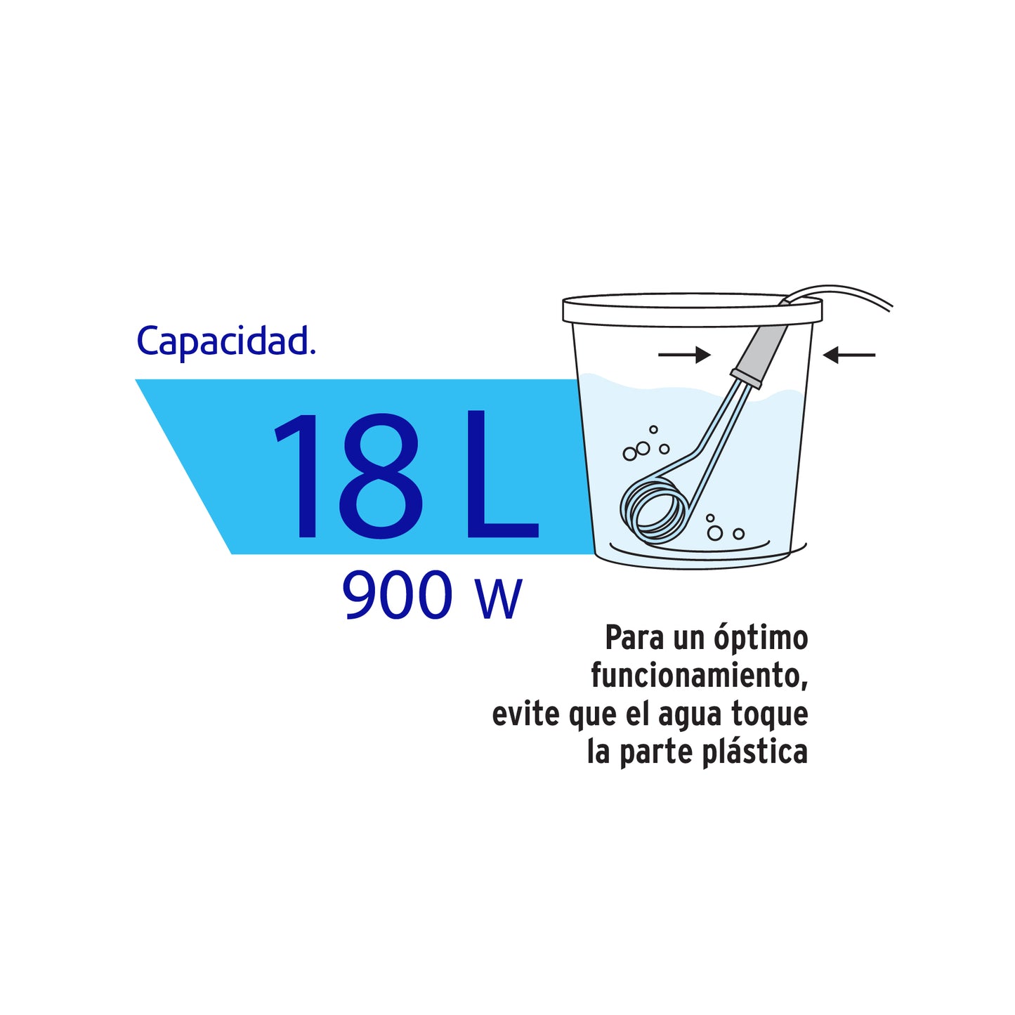 Calentador #5 De 18 L De Inmersión 900 W P/Agua, Volteck