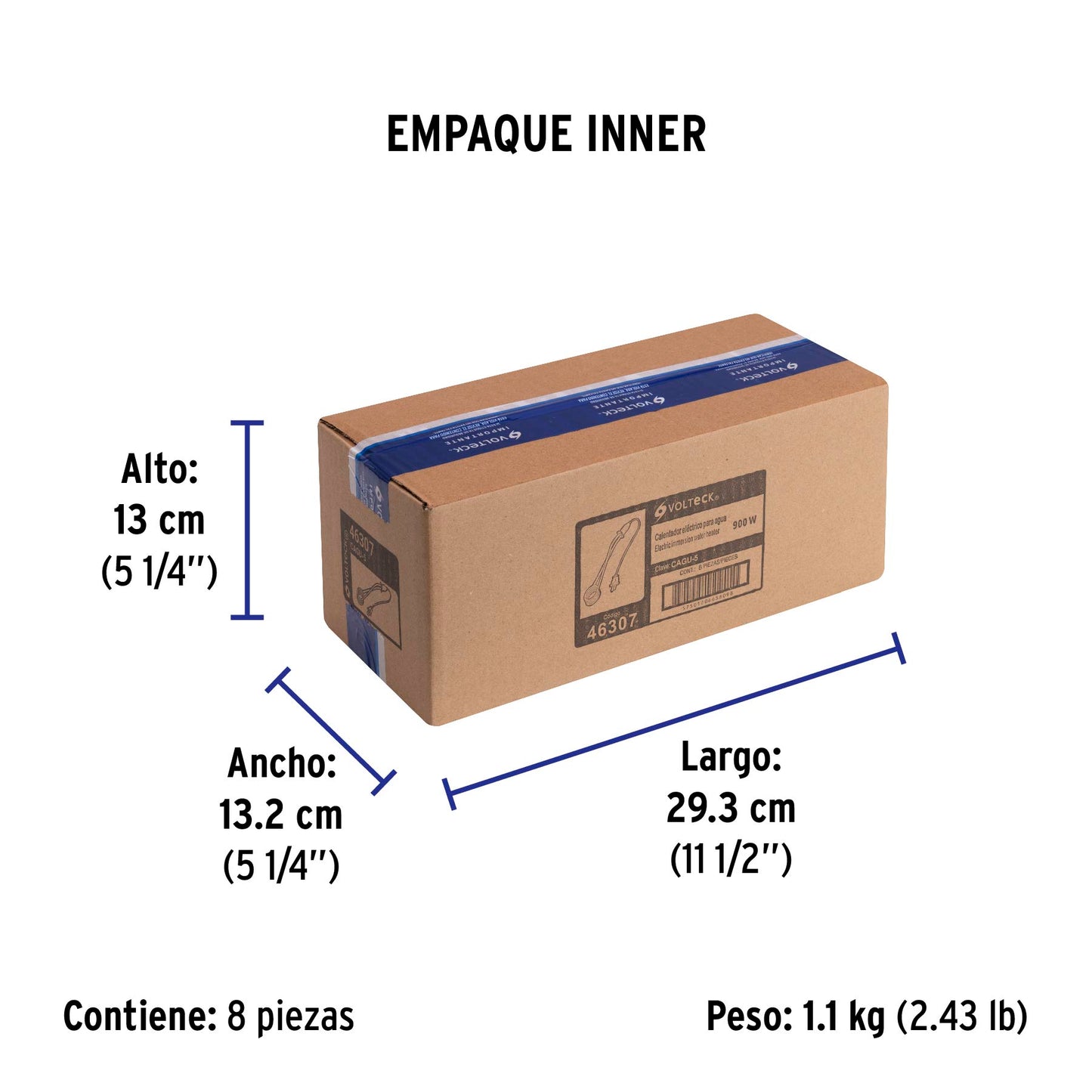 Calentador #5 De 18 L De Inmersión 900 W P/Agua, Volteck