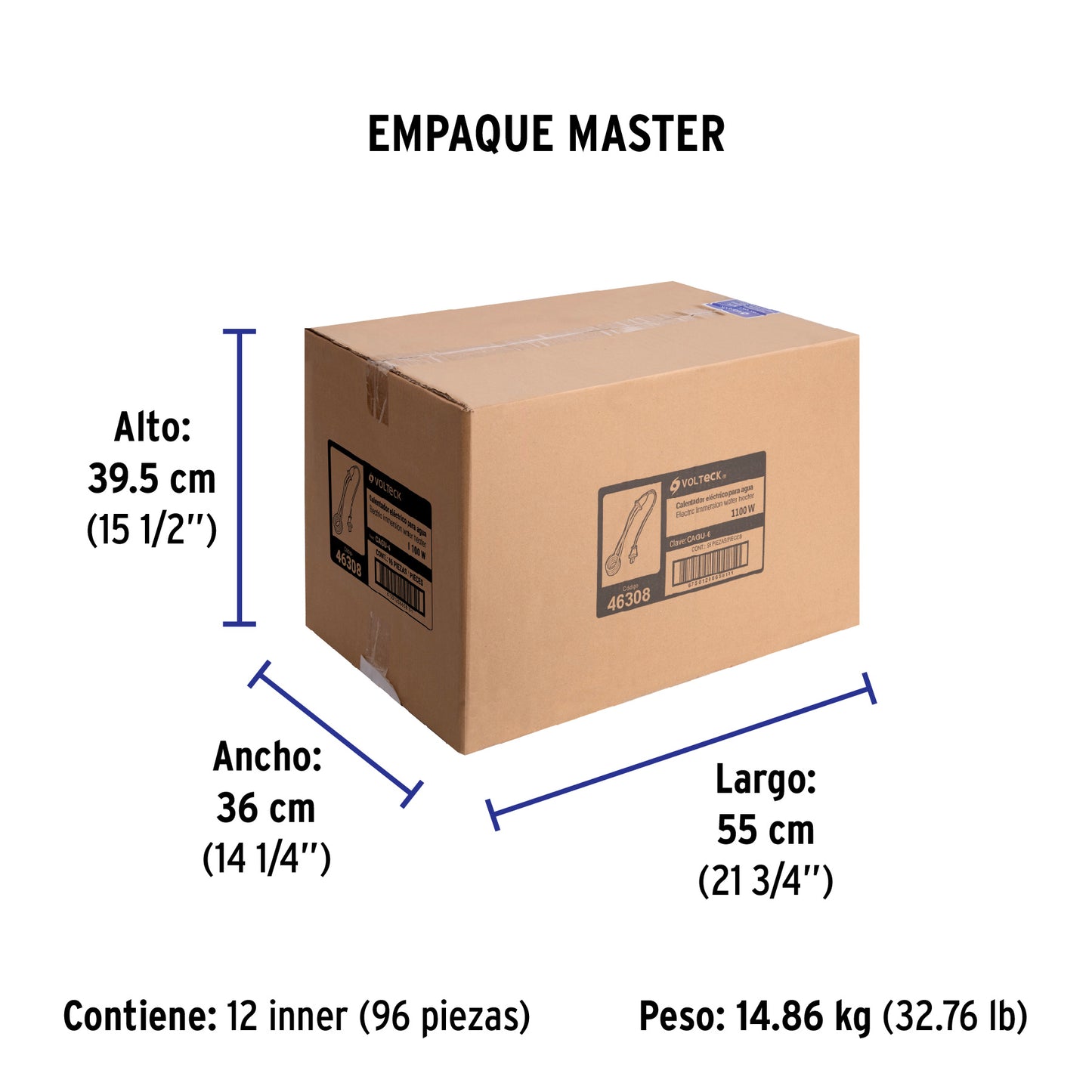 Calentador #6 De 23 L De Inmersión 1100 W P/Agua, Volteck