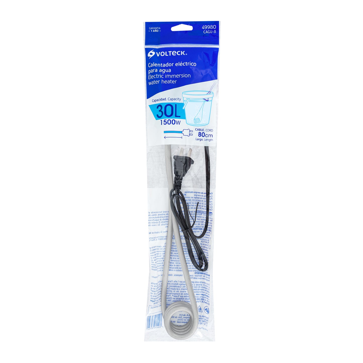 Calentador #8 De 30 L De Inmersión 1500 W P/Agua, Volteck