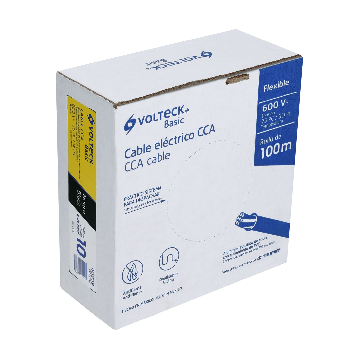 Rollo de 100 metros de cable THW CCA 10 AWG negro, Basic VOLTECK