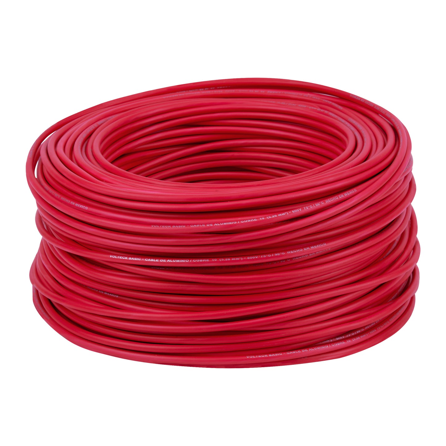 Rollo de 100 metros de cable THW CCA 10 AWG rojo, Basic VOLTECK