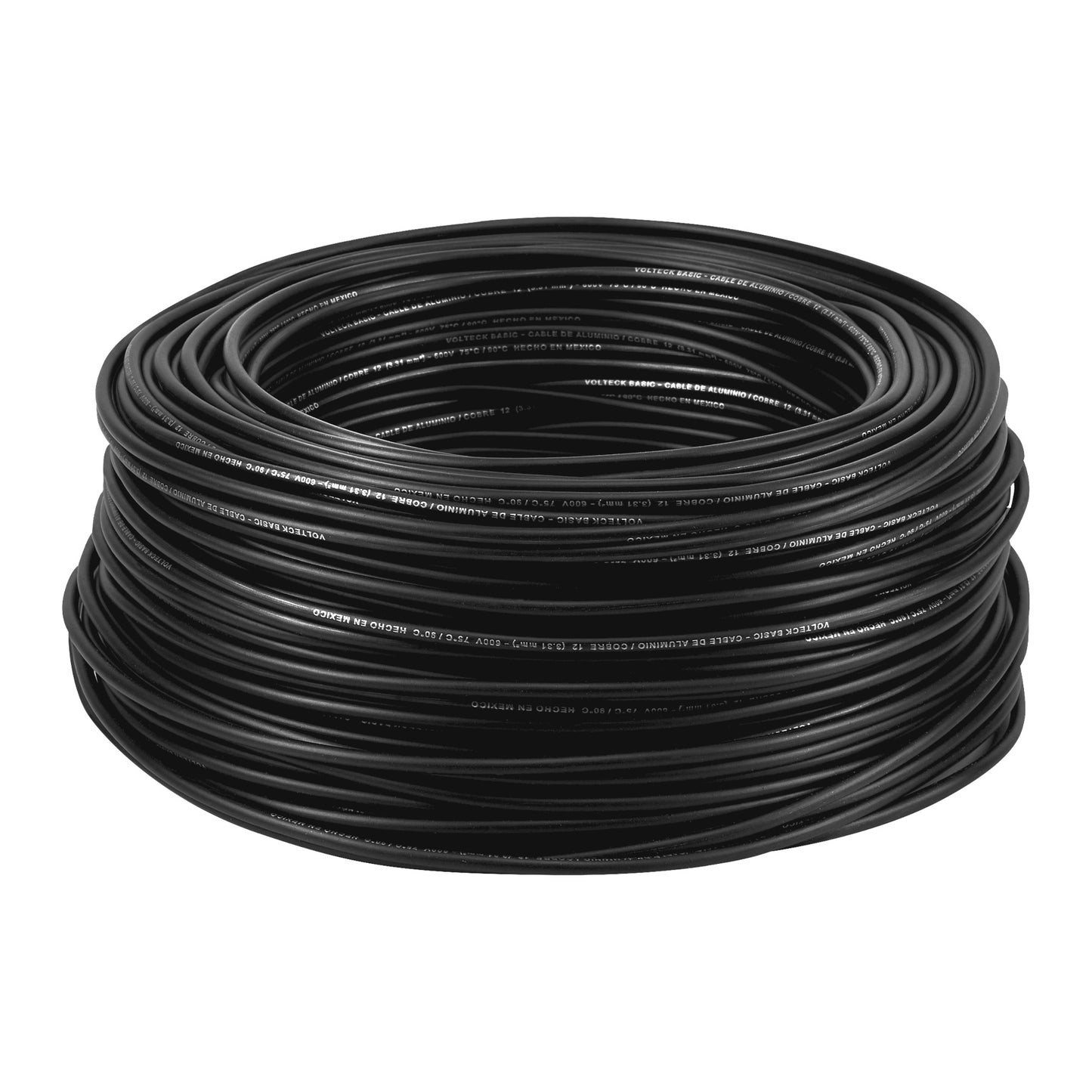 Rollo de 100 metros de cable THW CCA 12 AWG negro, Basic VOLTECK