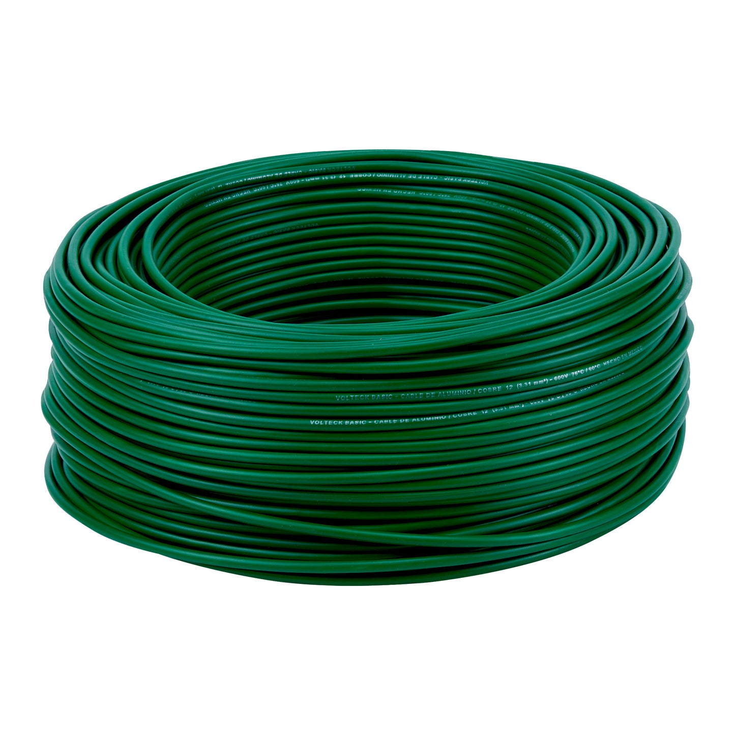 Rollo de 100 metros de cable THW CCA 12 AWG verde, Basic VOLTECK
