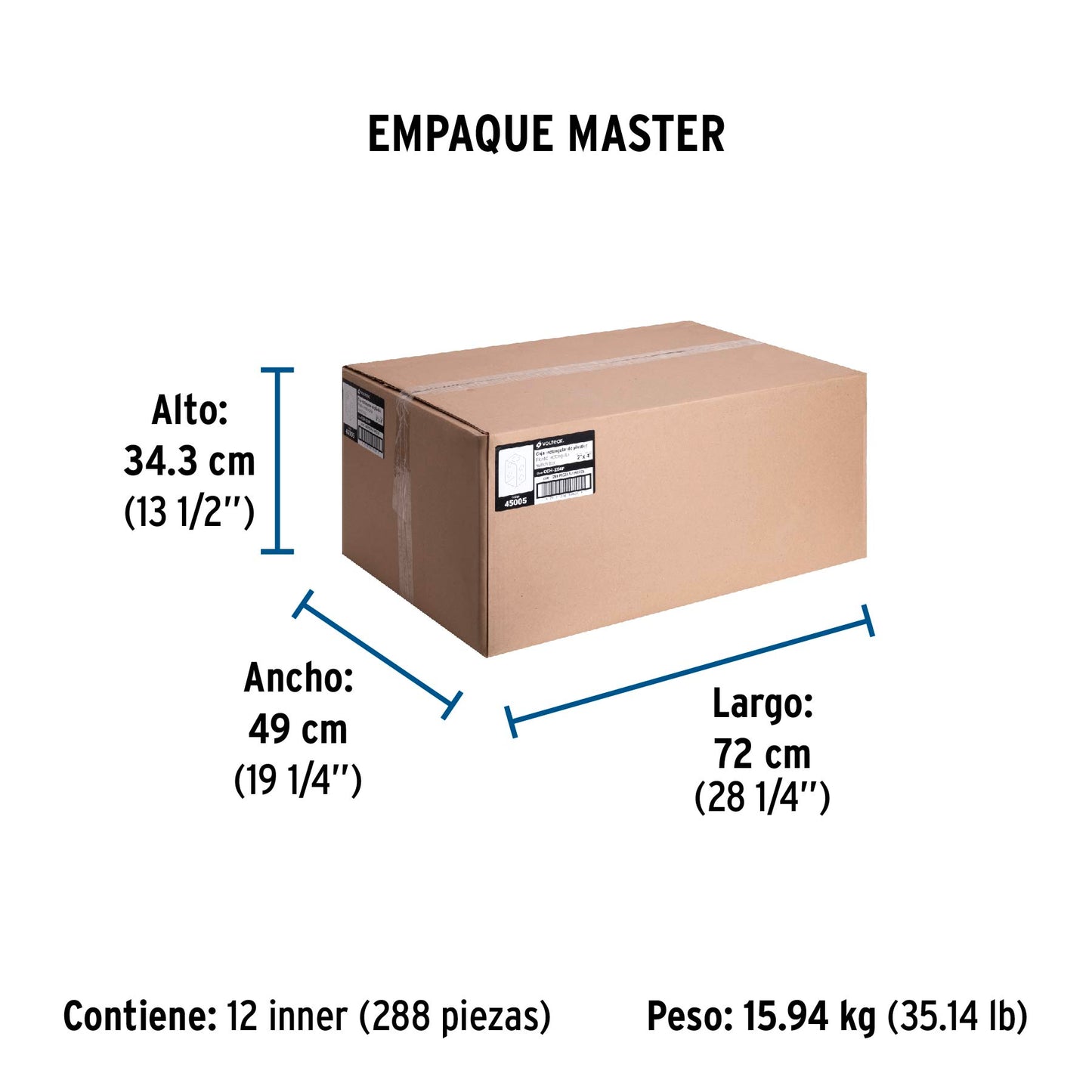 Caja Tipo Chalupa 2" X 4" Plástica, Volteck