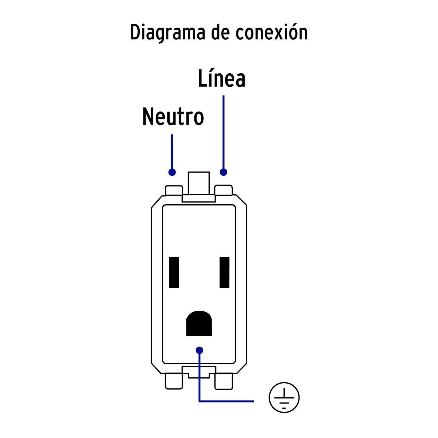 Contacto Sencillo, 2 Polos + Tierra, Línea Italiana, Blanco