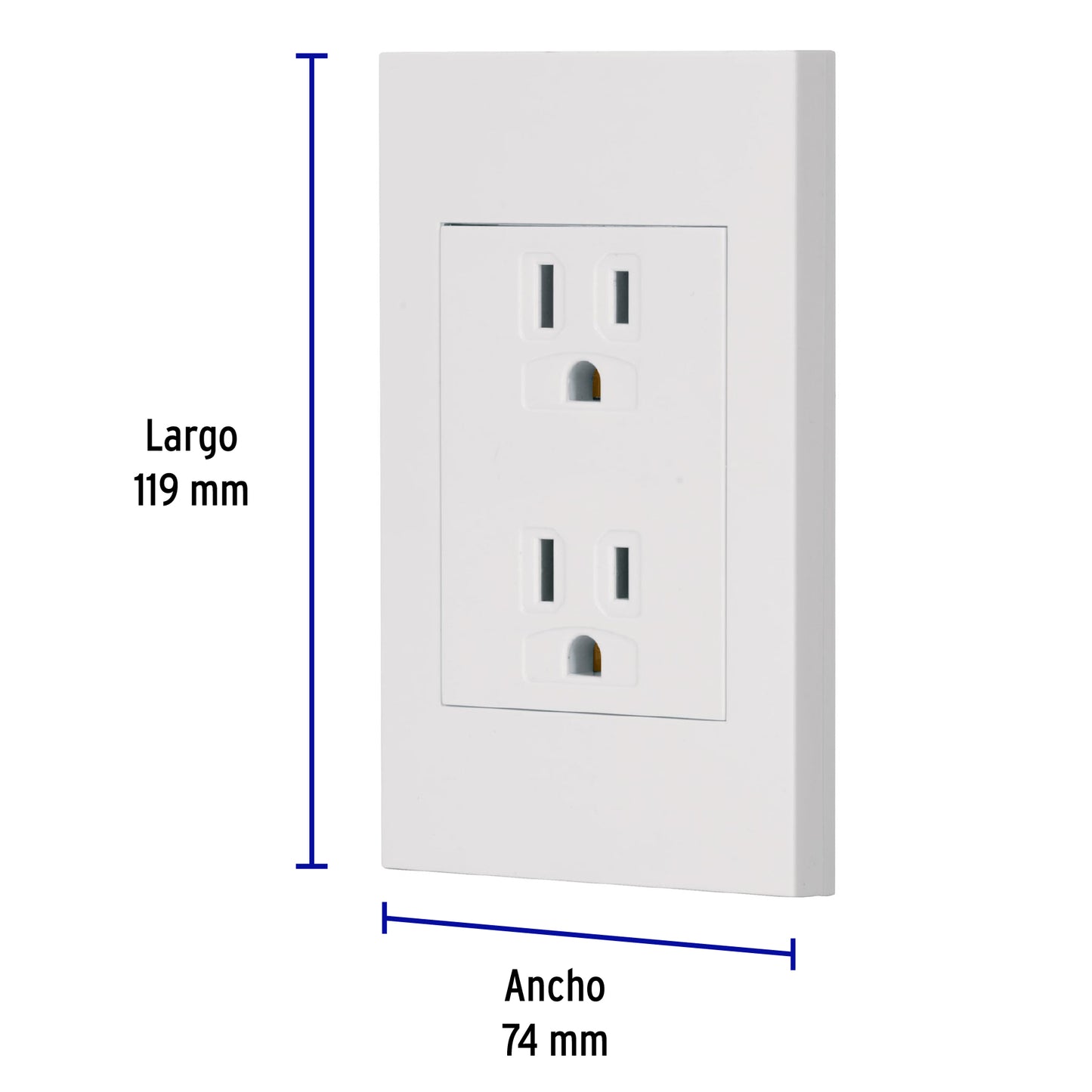 Placa Armada Contacto Dúplex, 3 Módulos, Española, Blanco