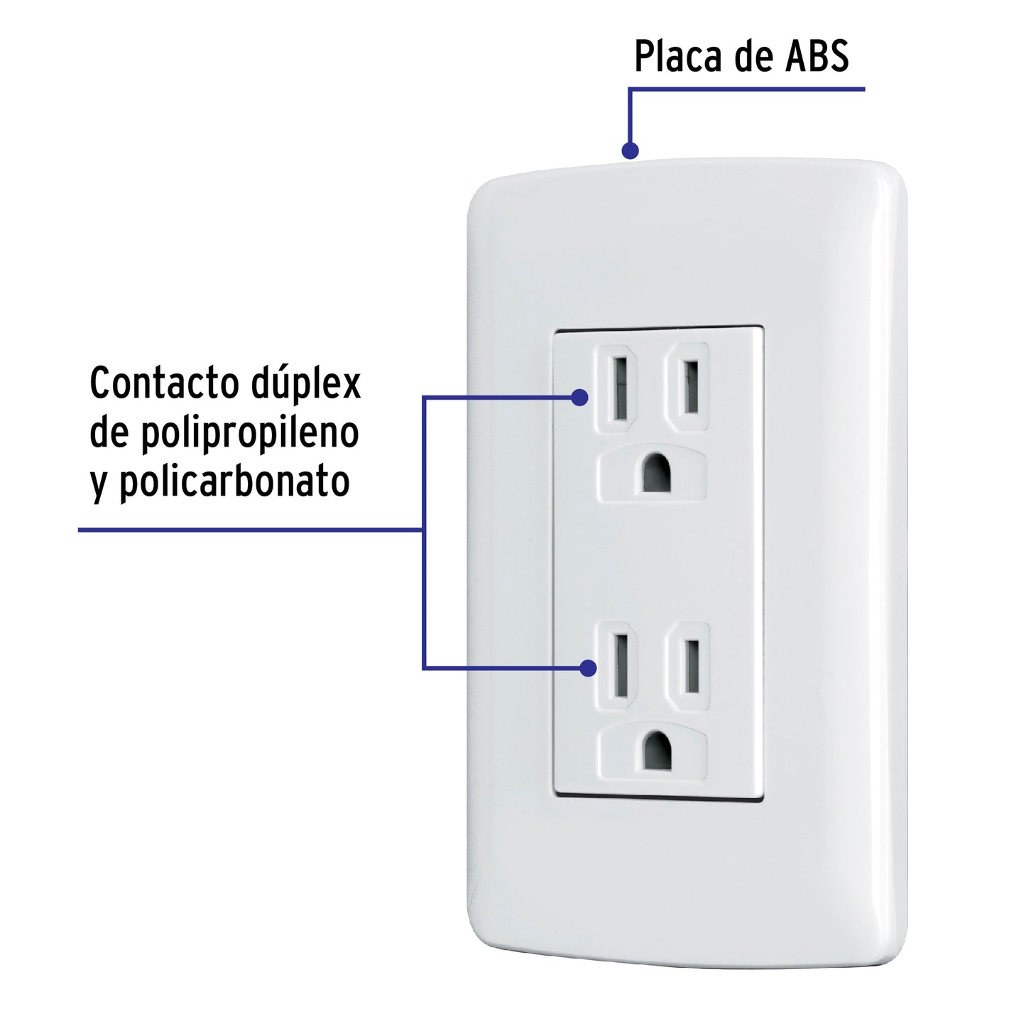 Contacto Dúplex Aterrizado, Color Blanco, Línea Italiana
