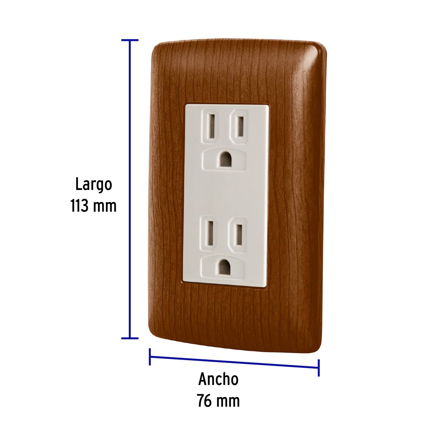 Contacto Dúplex Aterrizado, Color Madera, Línea Italiana
