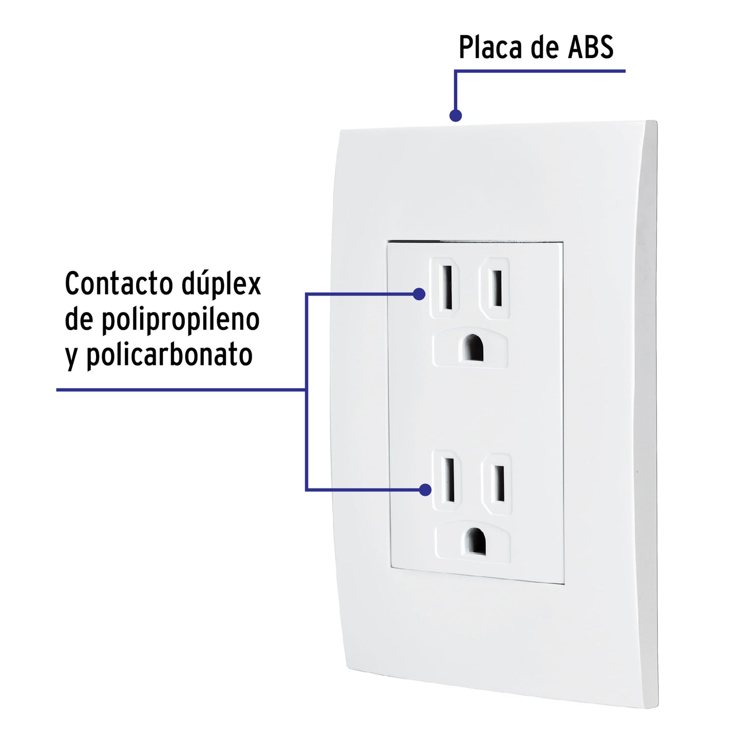 Contacto Dúplex, 2 Polos + Tierra, Línea Oslo, Blanco