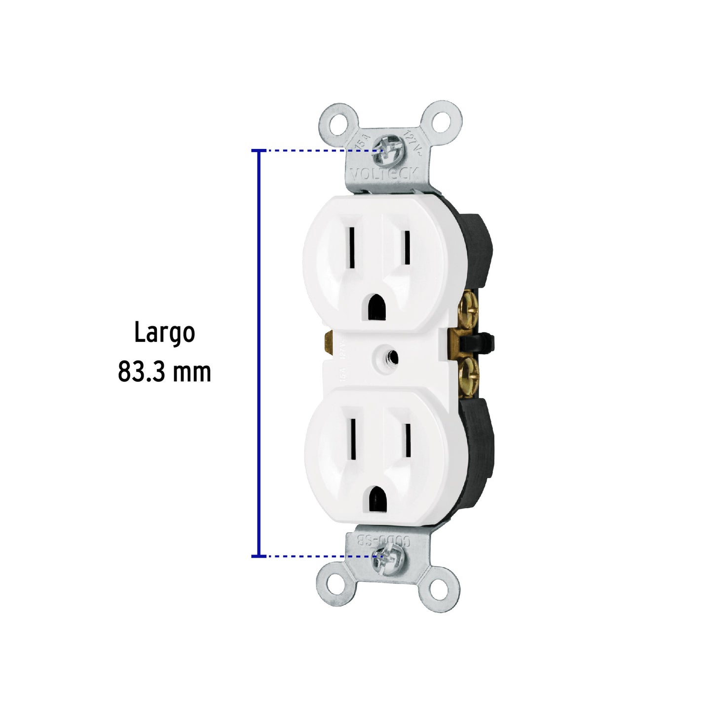 Contacto Dúplex, 2 Polos 3 Hilos, Standard, Blanco, Volteck