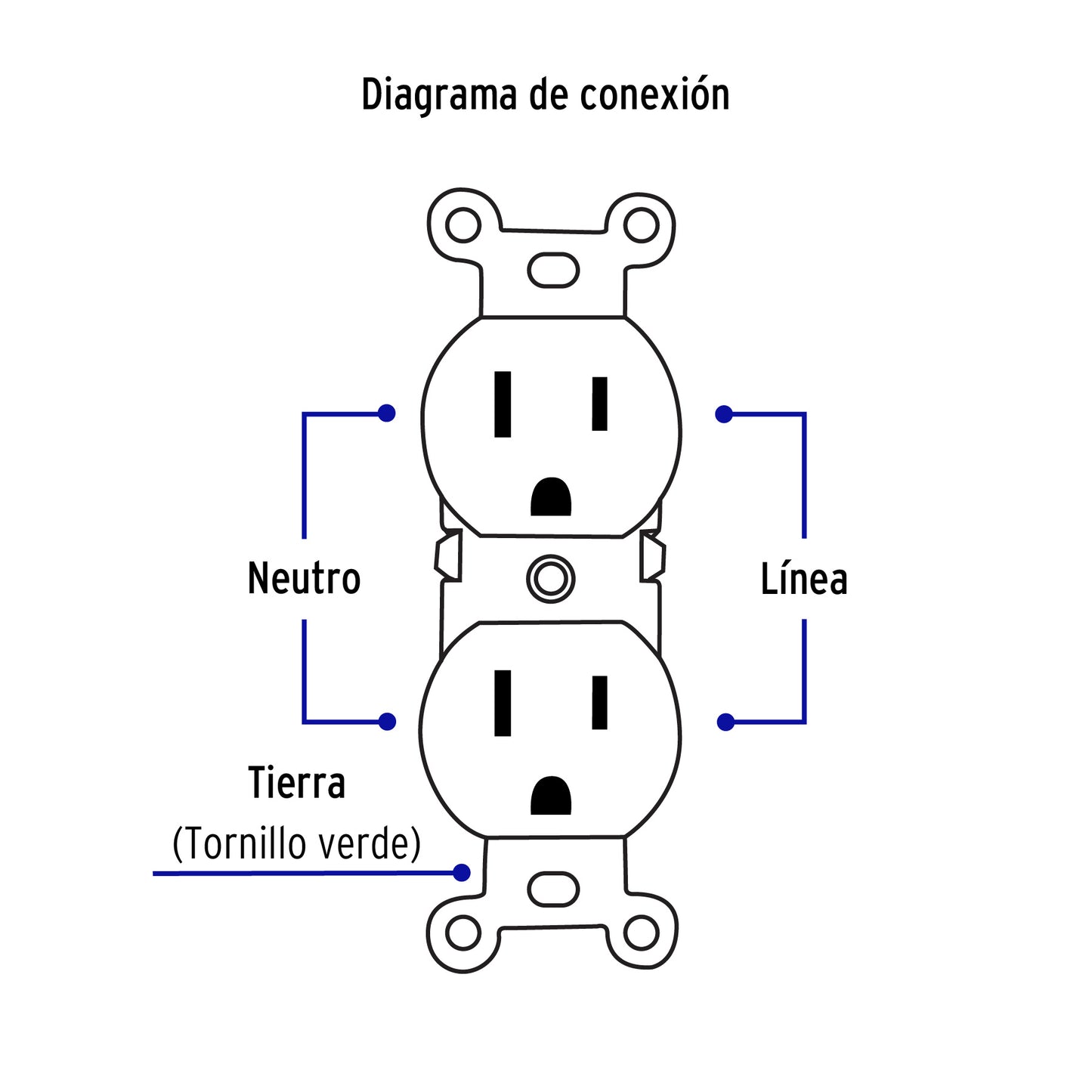 Contacto Dúplex, 2 Polos 3 Hilos, Standard, Blanco, Volteck