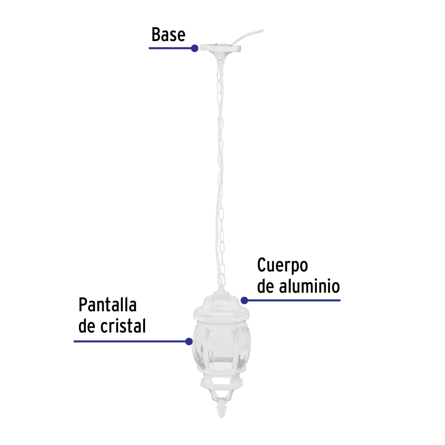 Arbotante Tradicional Colgante Blanco, Lámpara No Incluida