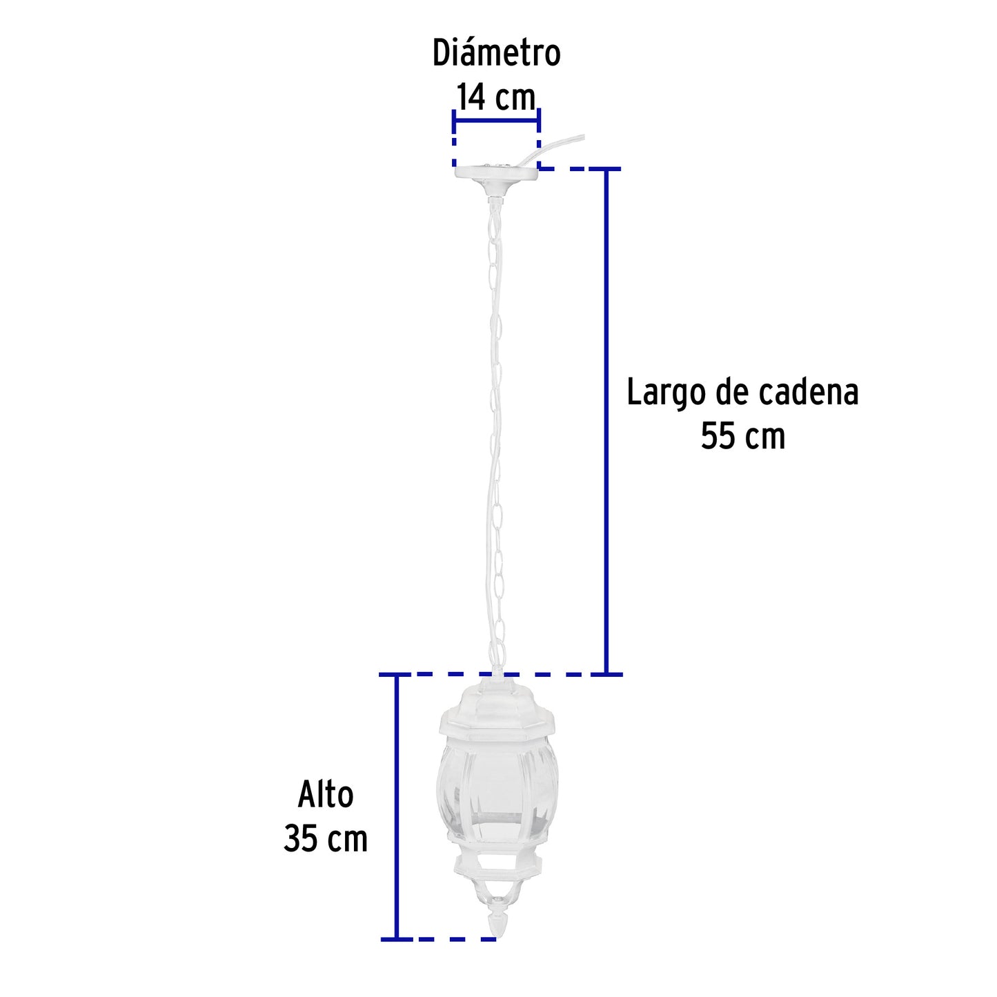 Arbotante Tradicional Colgante Blanco, Lámpara No Incluida