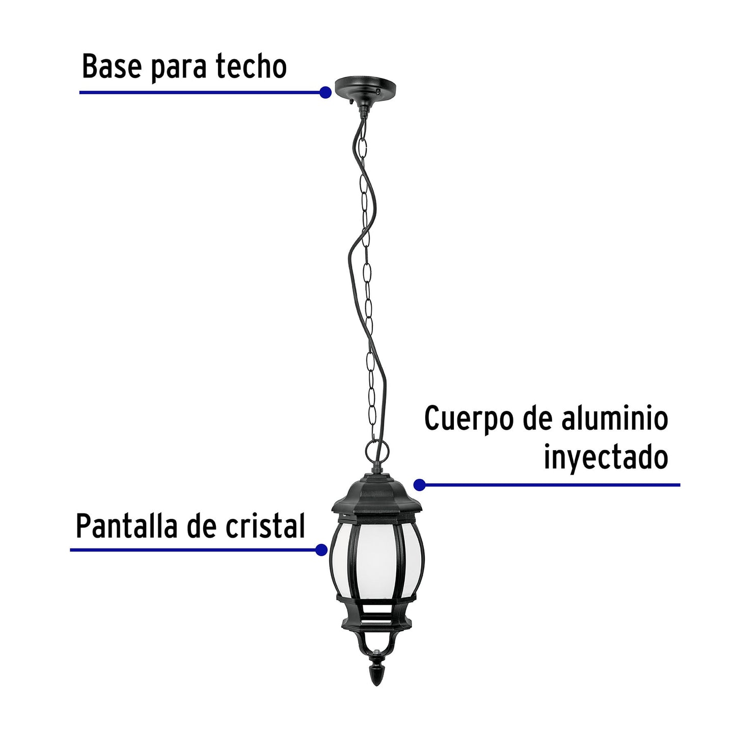 Arbotante De Led 8 W Tipo Farol Colgante Negro, Volteck