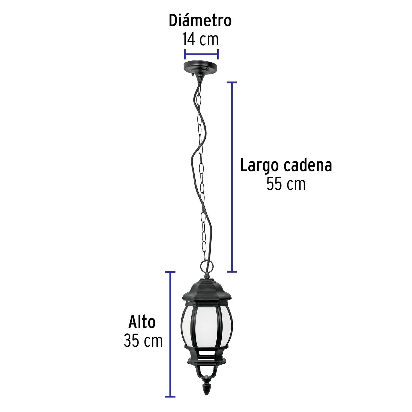 Arbotante De Led 8 W Tipo Farol Colgante Negro, Volteck