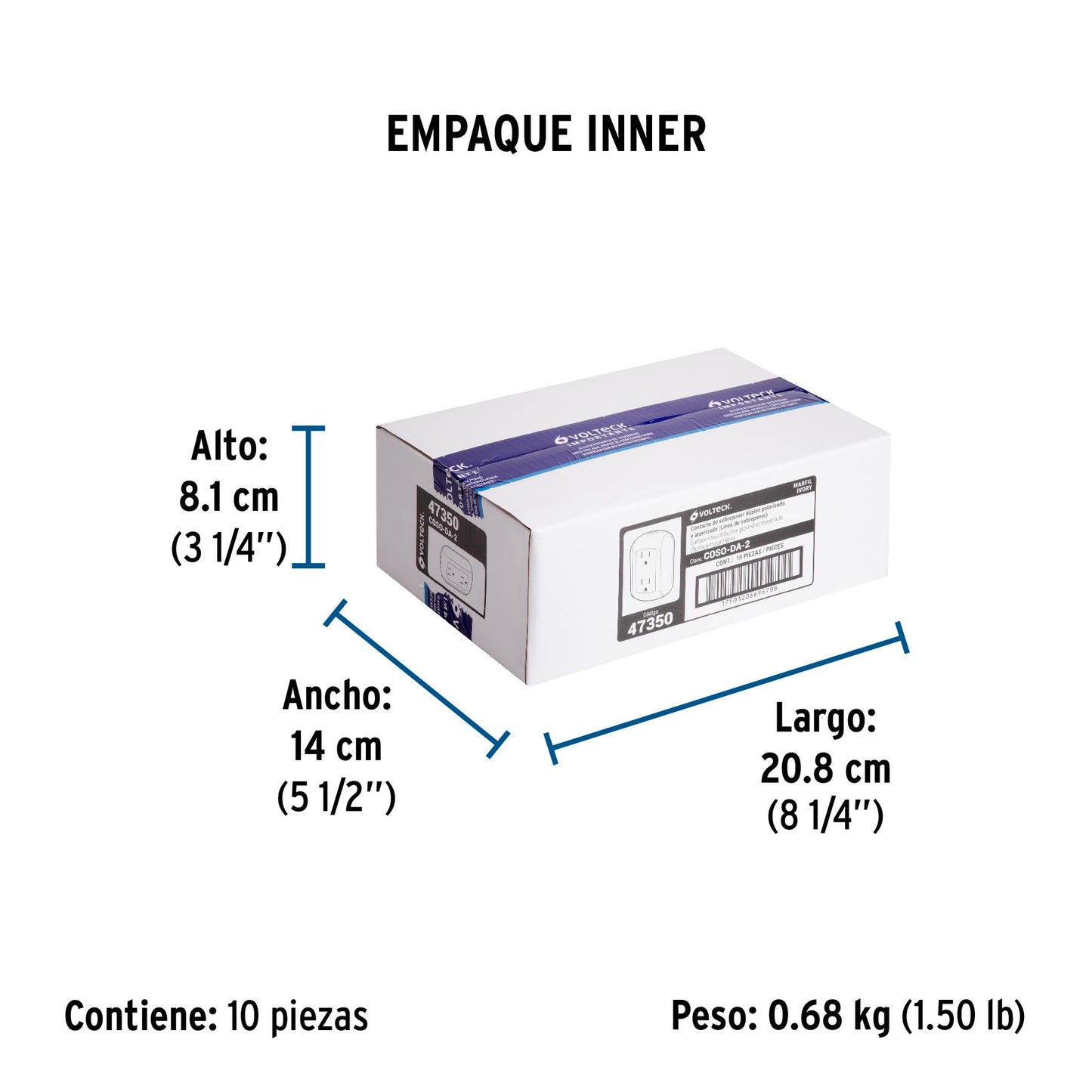Contacto De Sobreponer Dúplex 2 Polos+ Tierra, Abs, Volteck