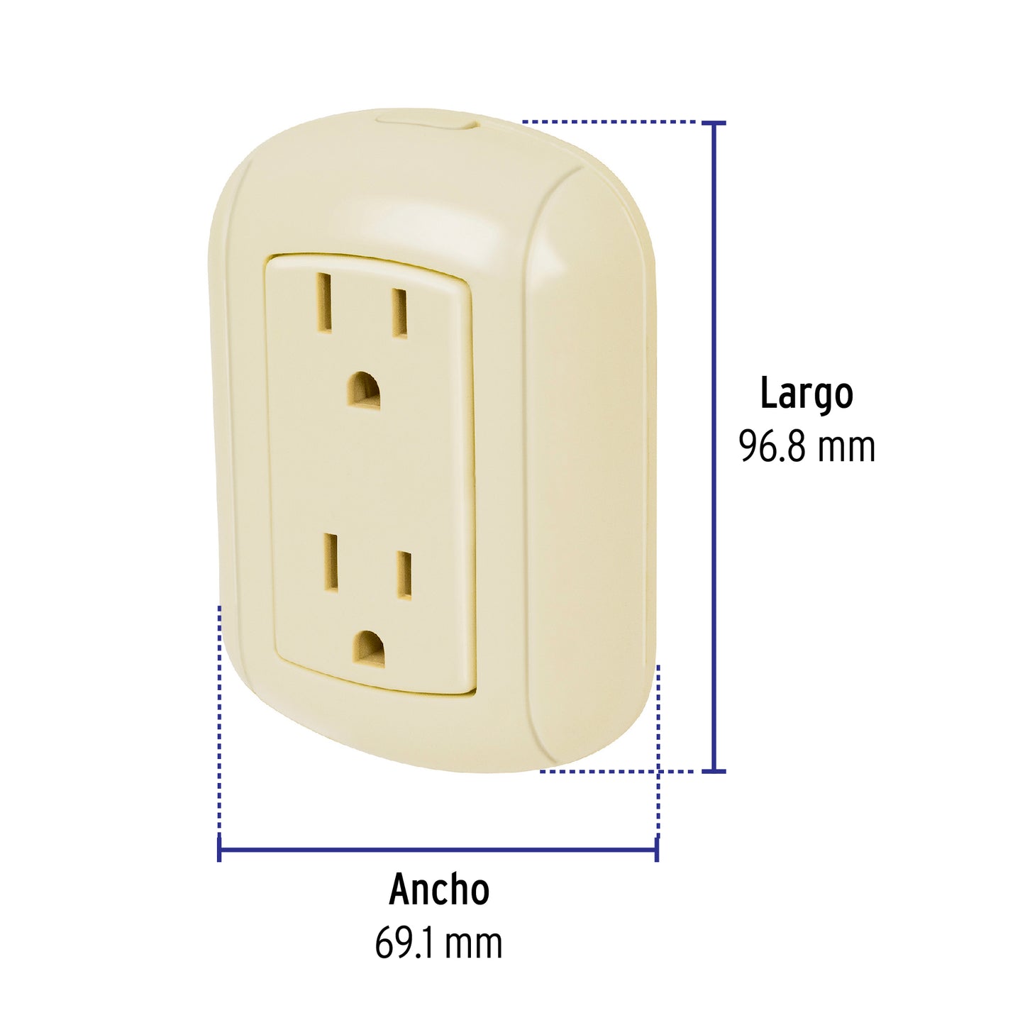Contacto De Sobreponer Dúplex 2 Polos+ Tierra, Abs, Volteck