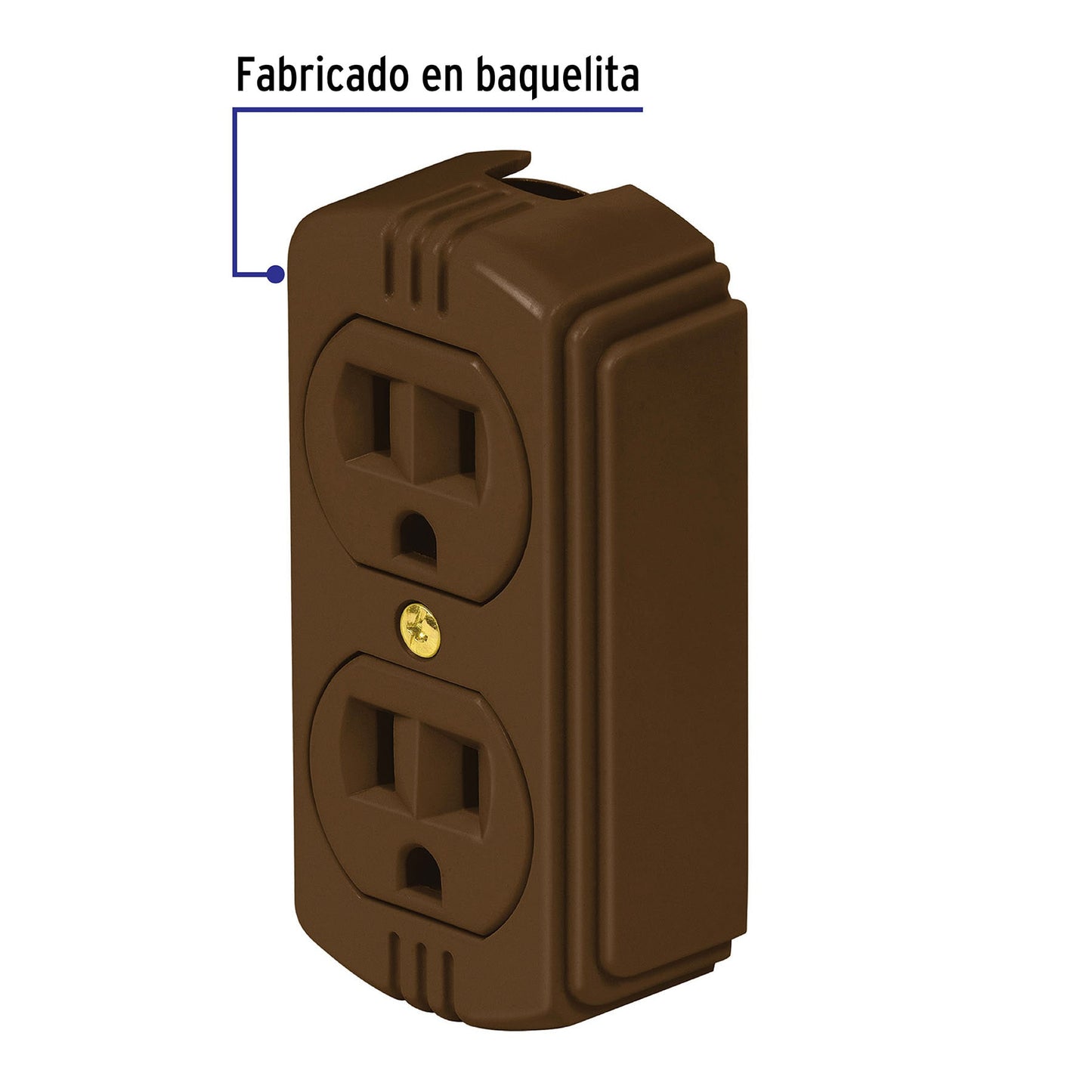 Contacto De Sobreponer Dúplex 2 Polos+ Tierra, Café, Volteck