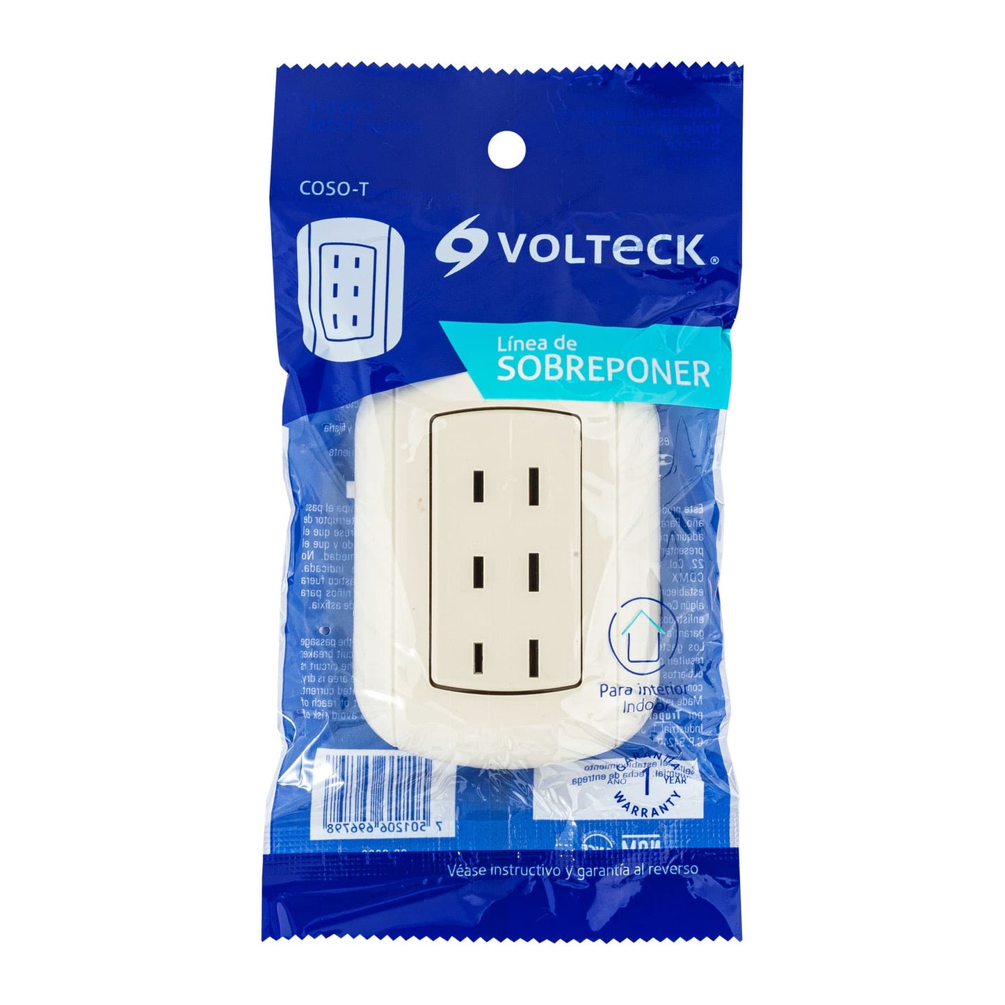 Contacto De Sobreponer Triple Sin Tierra, Volteck