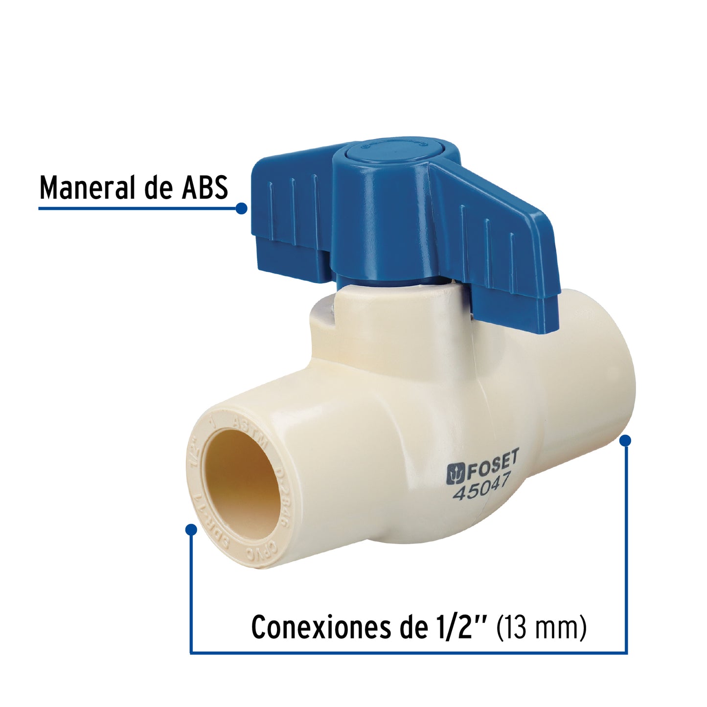 Válvula de esfera de CPVC 1/2", Foset