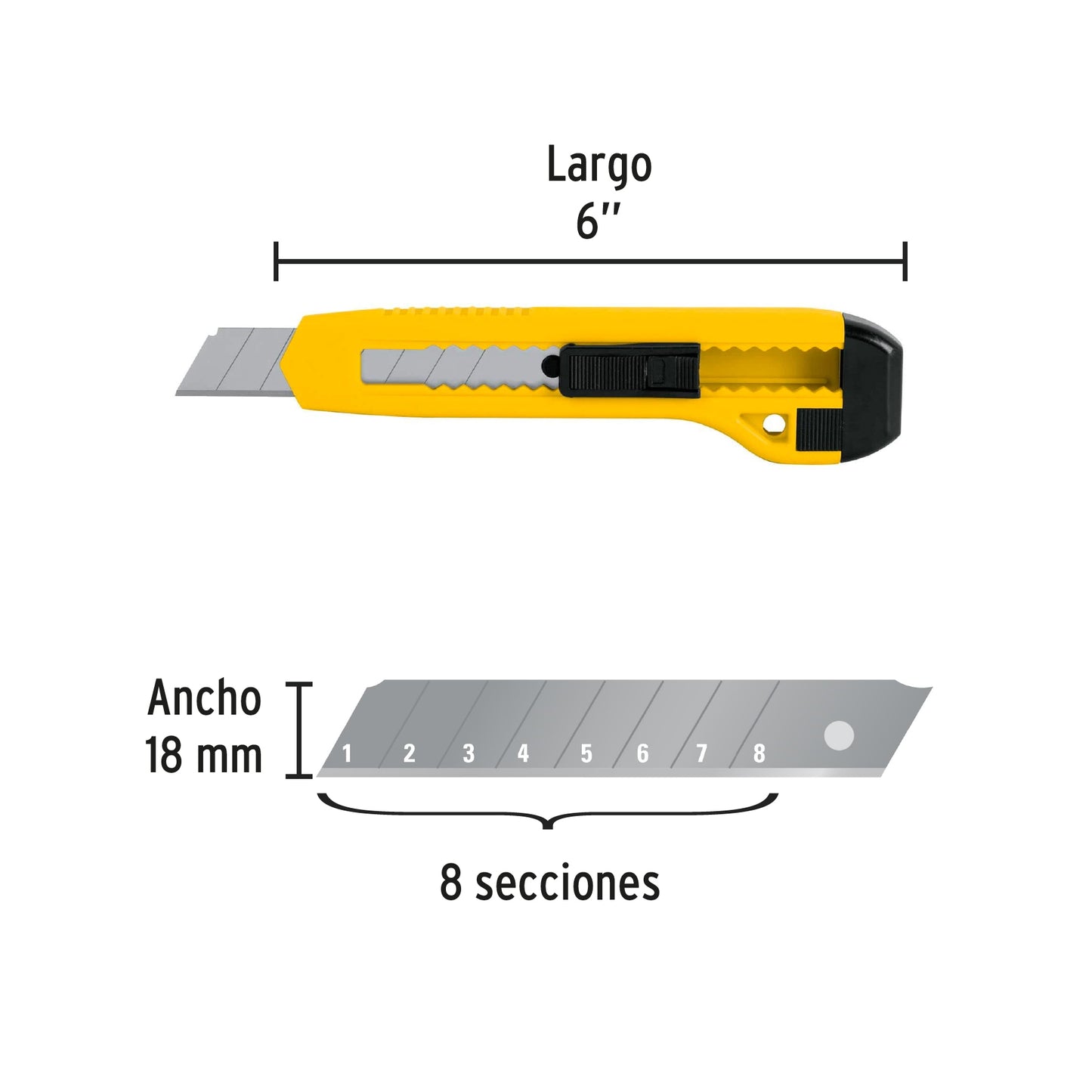 Cuchilla/Cutter 18mm plástico, PRETUL