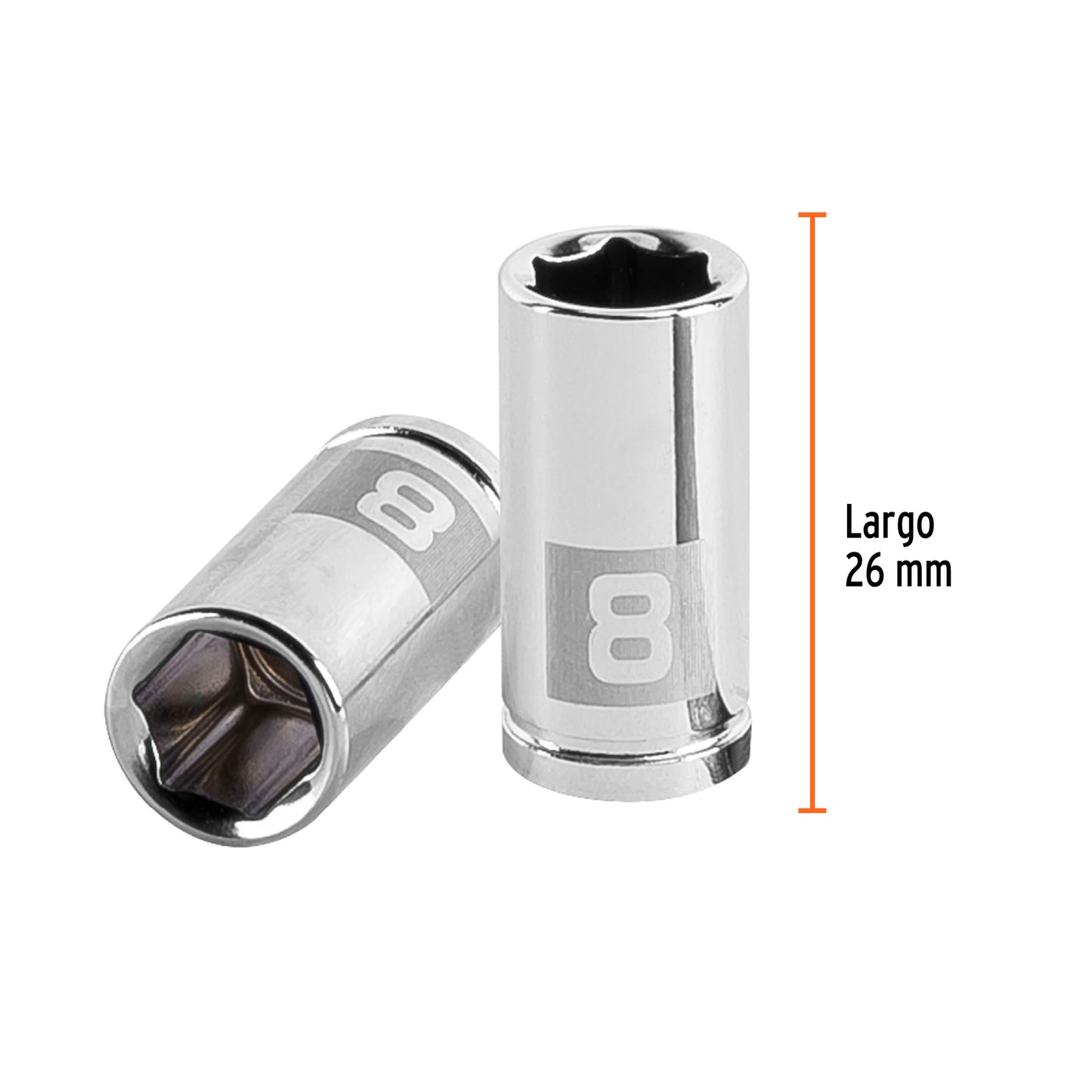 Dado de 8 mm, 6 puntas, cuadro 1/4", Truper