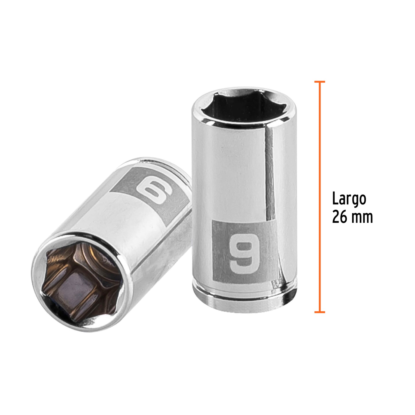 Dado de 9 mm, 6 puntas, cuadro 1/4", Truper