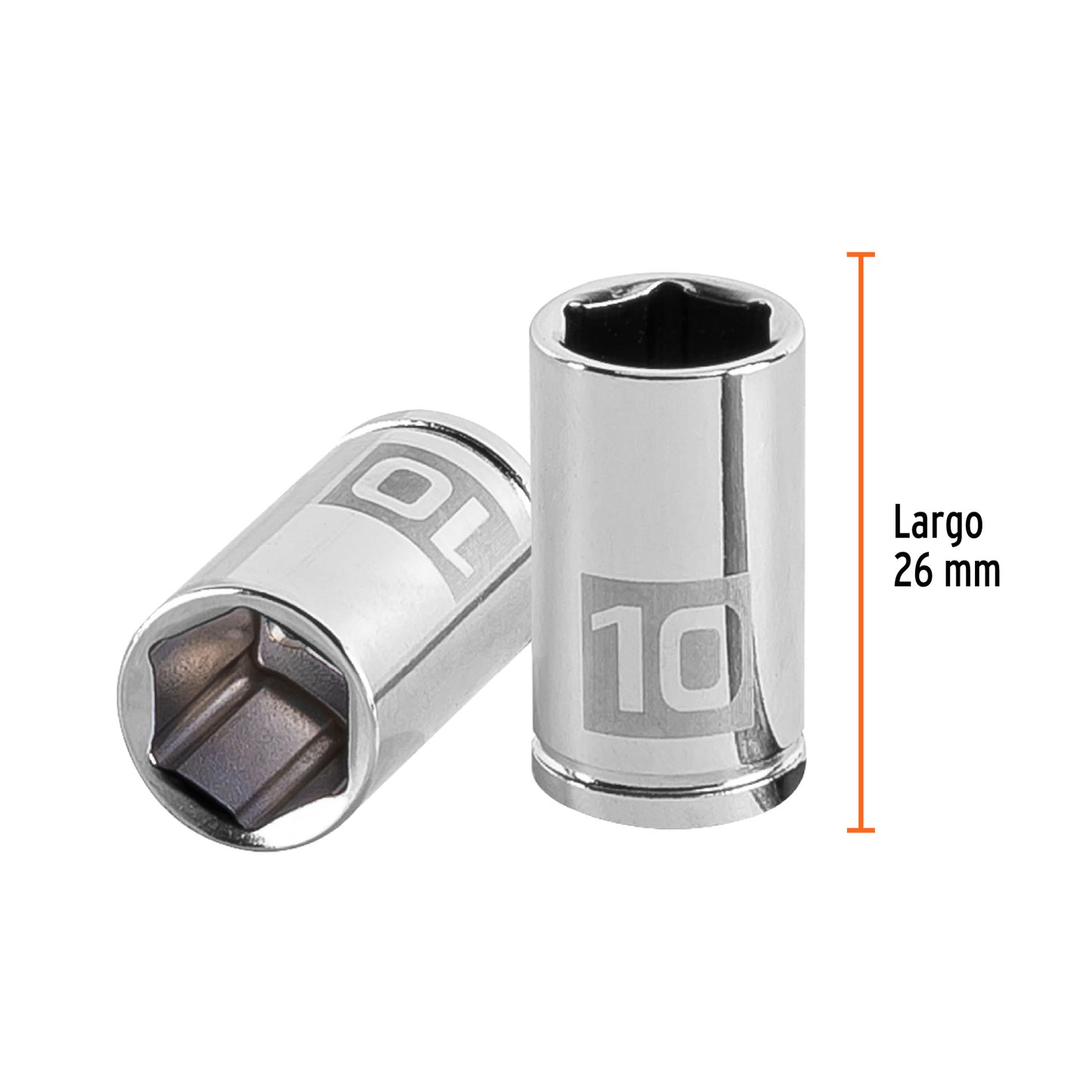 Dado de 10 mm, 6 puntas, cuadro 1/4", Truper
