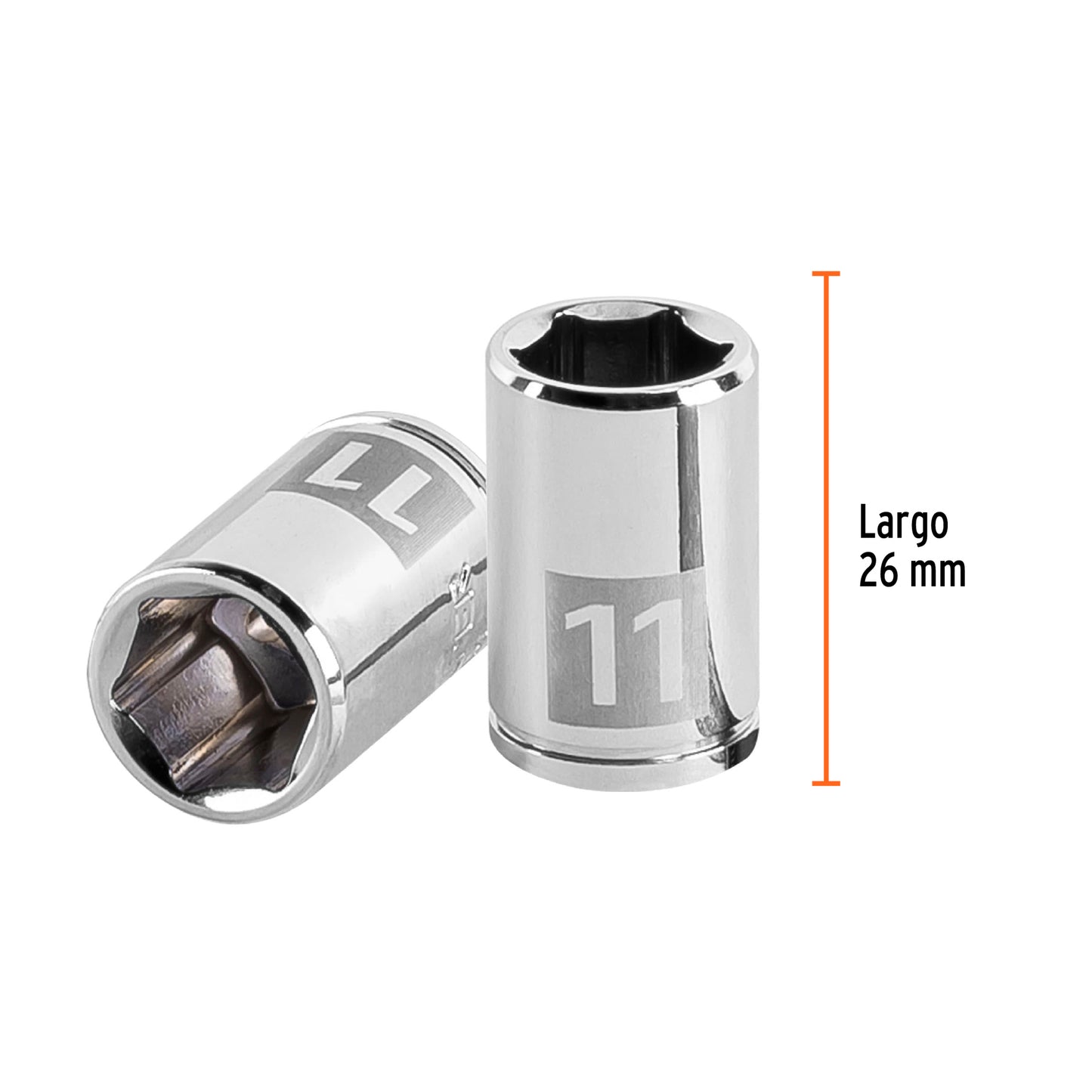 Dado de 11 mm, 6 puntas, cuadro 1/4", Truper