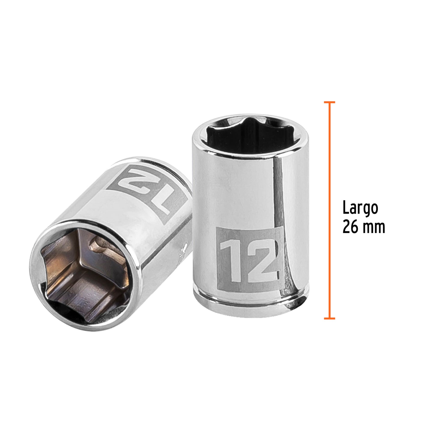 Dado de 12 mm, 6 puntas, cuadro 1/4", Truper